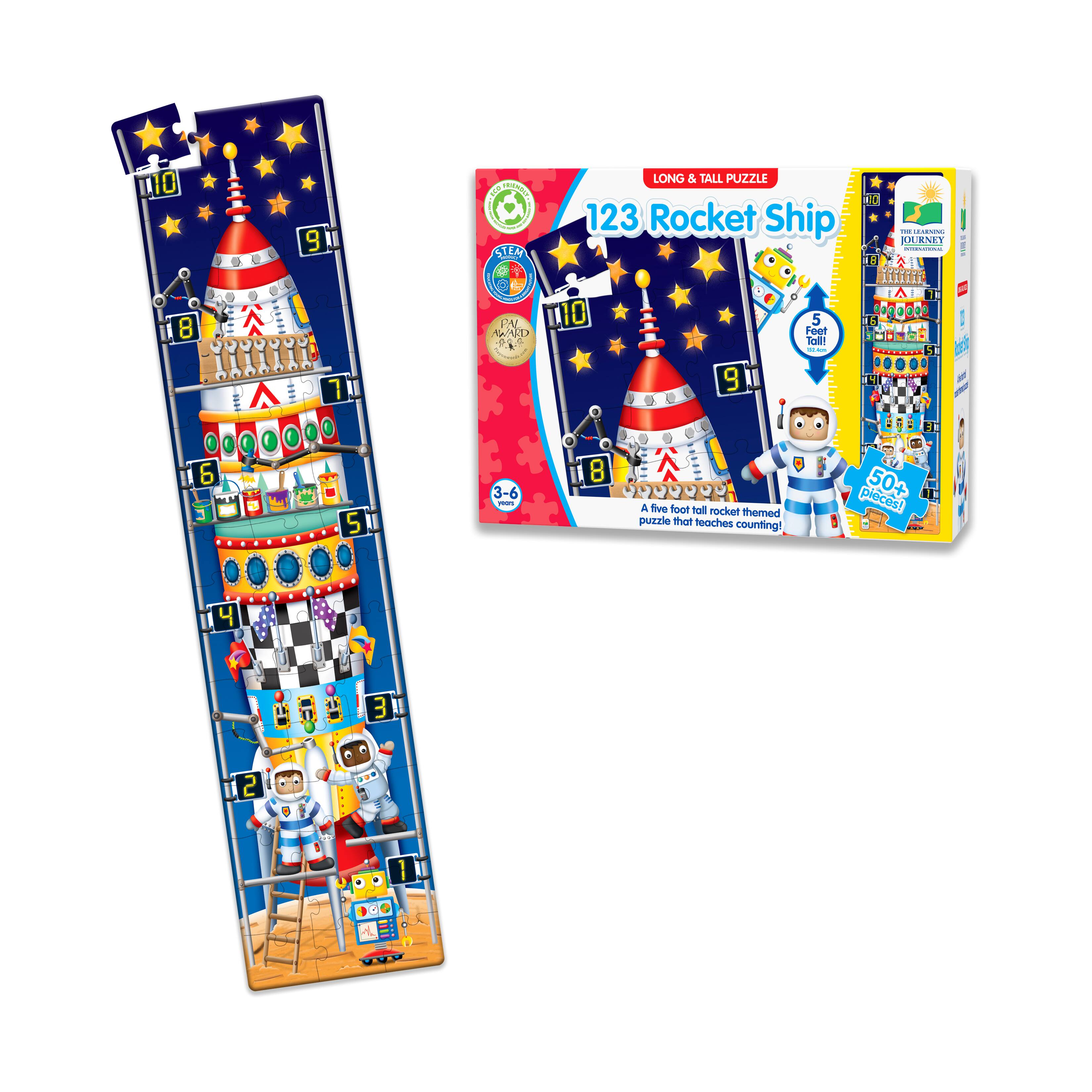 Long & Tall Puzzle - 123 Rocket Ship: 50+ Pcs
