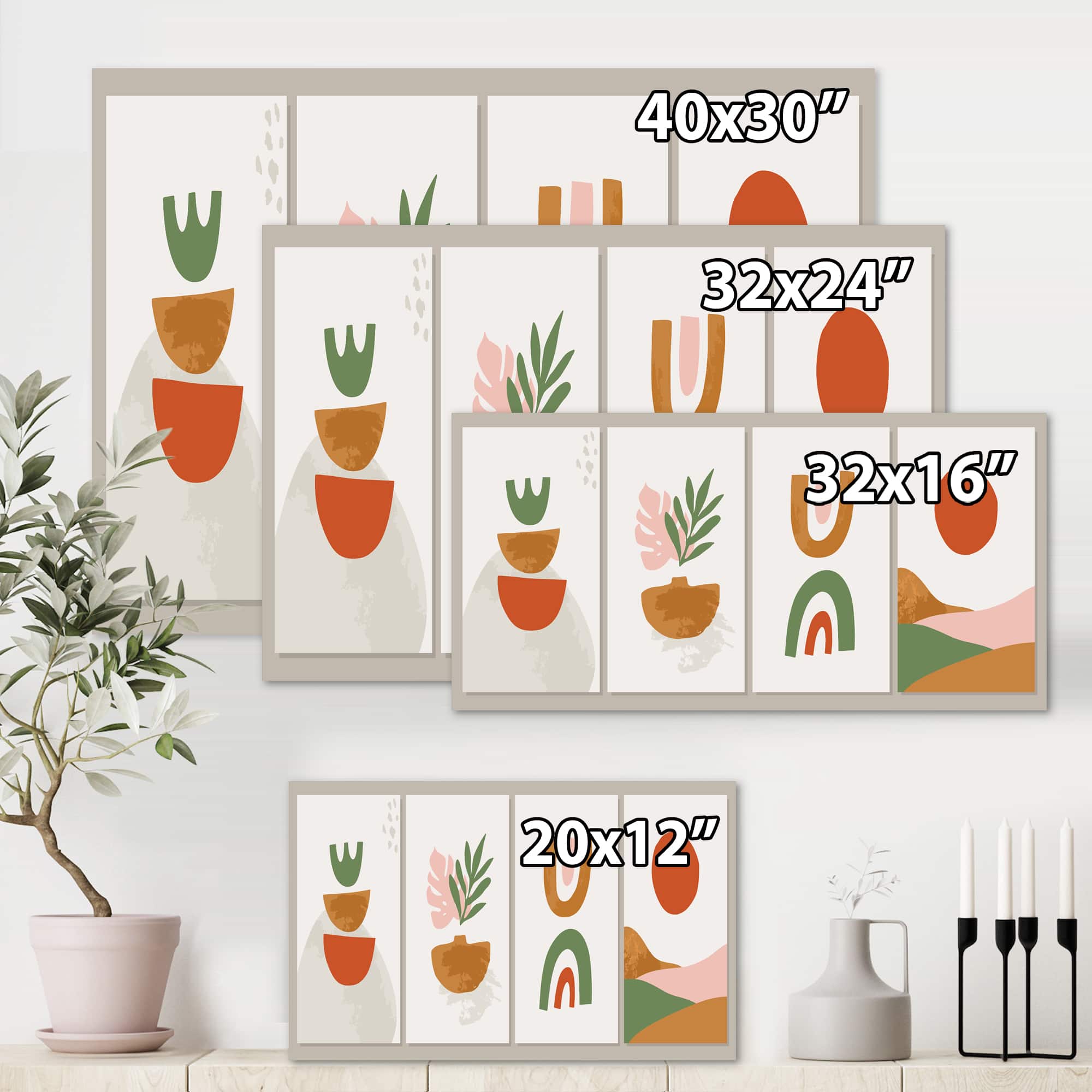 Designart - Minimalistic Compostion of Organic Shapes VI - Modern Canvas Wall Art Print