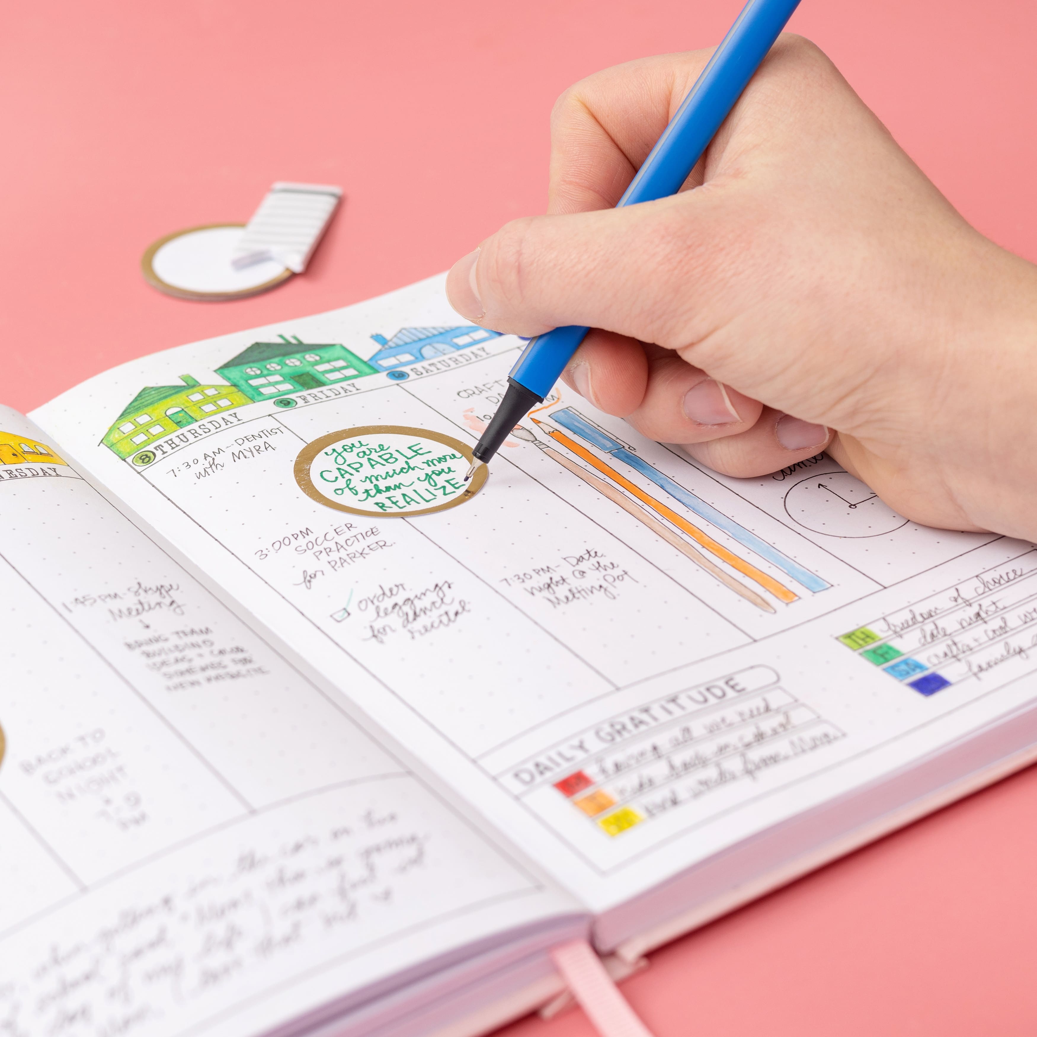 American Crafts™ 6" x 8.25" Linework Dot Grid Perfect Point Bound Planner, 120 Sheets