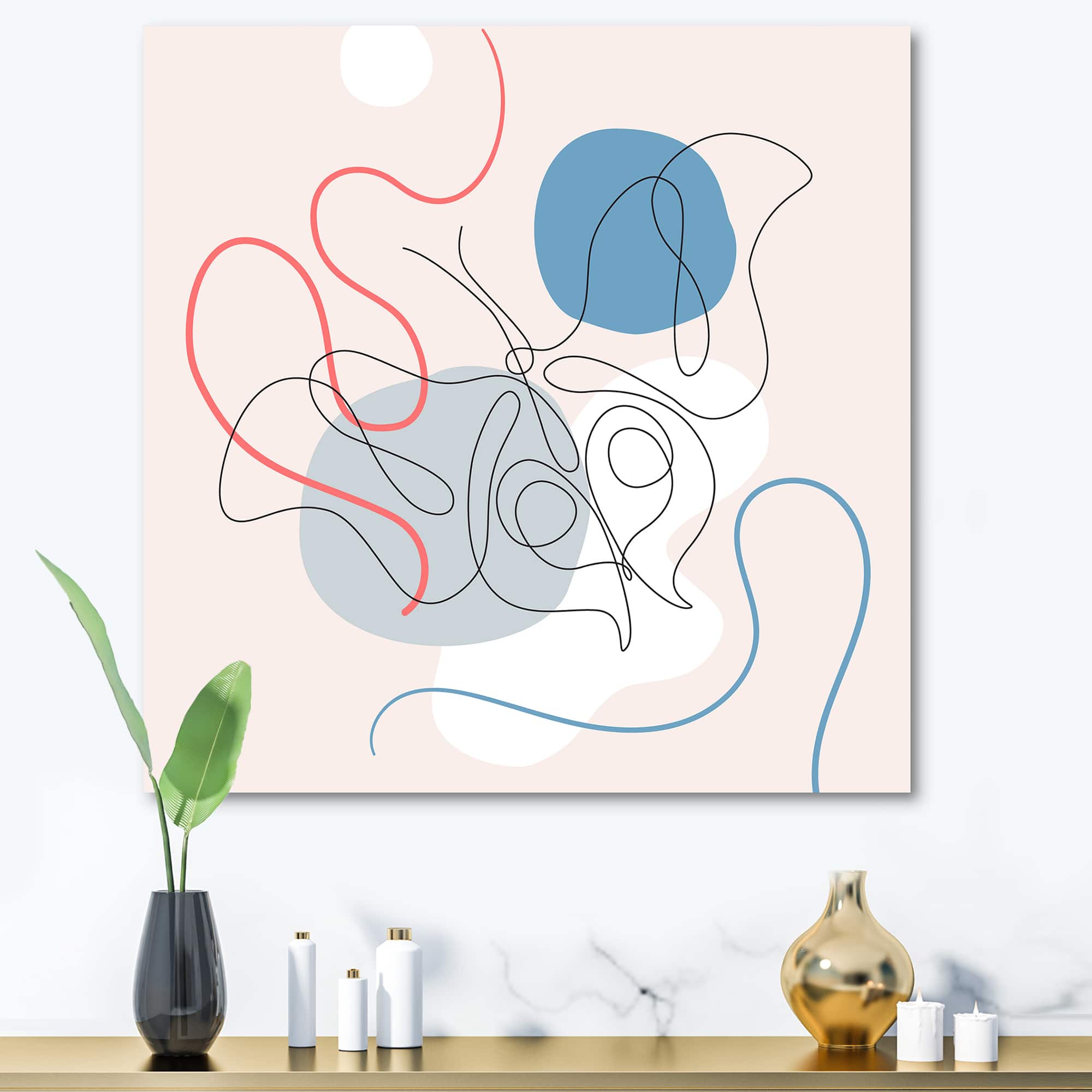 Designart - Butterfly One Line Drawing On Cubism Shapes II
