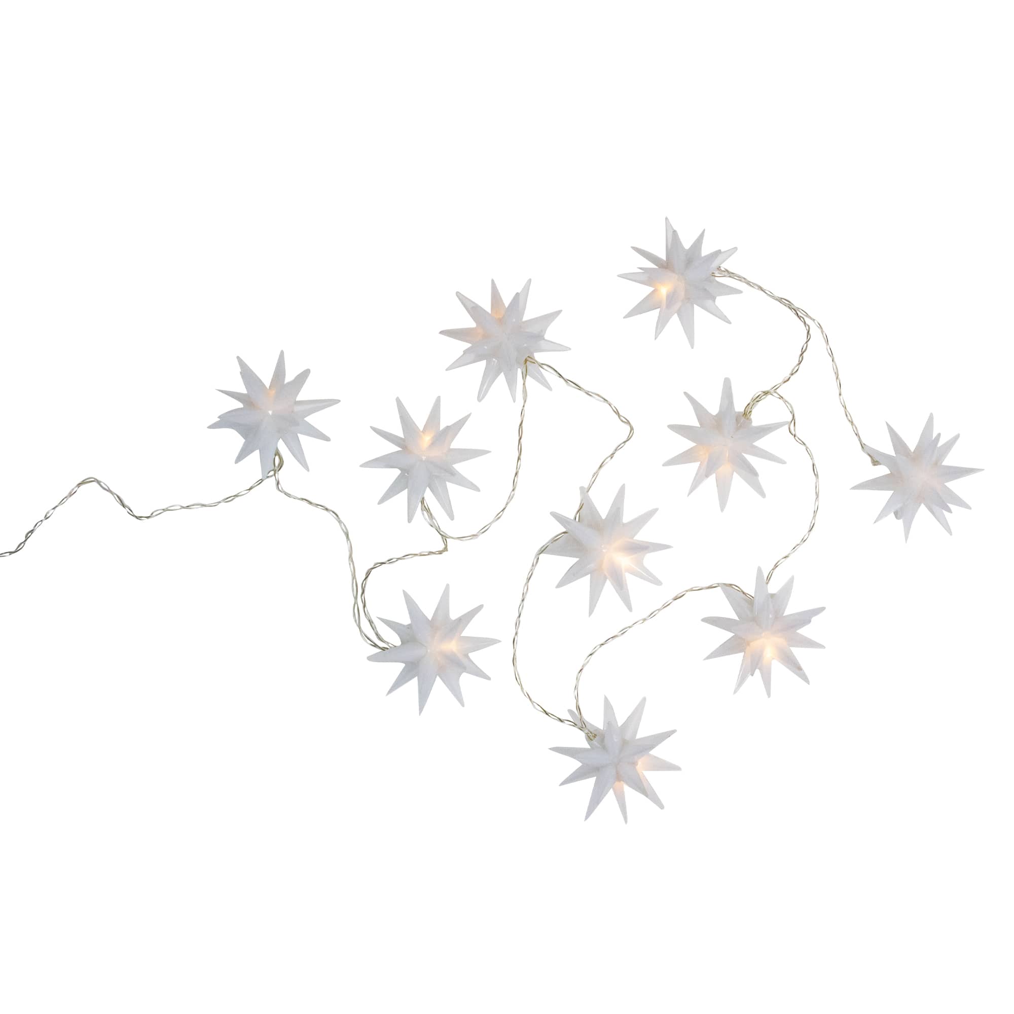 10-Count LED White Star Christmas Fairy Lights  5.25ft  Copper Wire