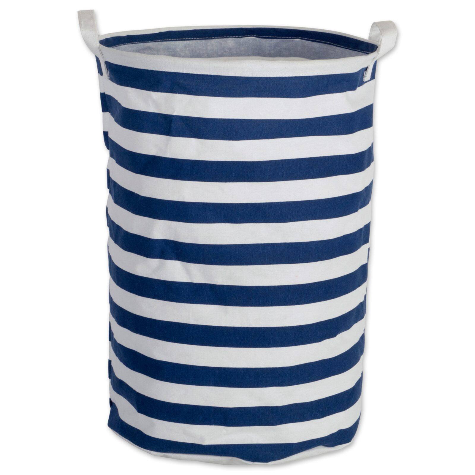 DII® Round Stripes PE-Coated Cotton Polyester Laundry Hamper