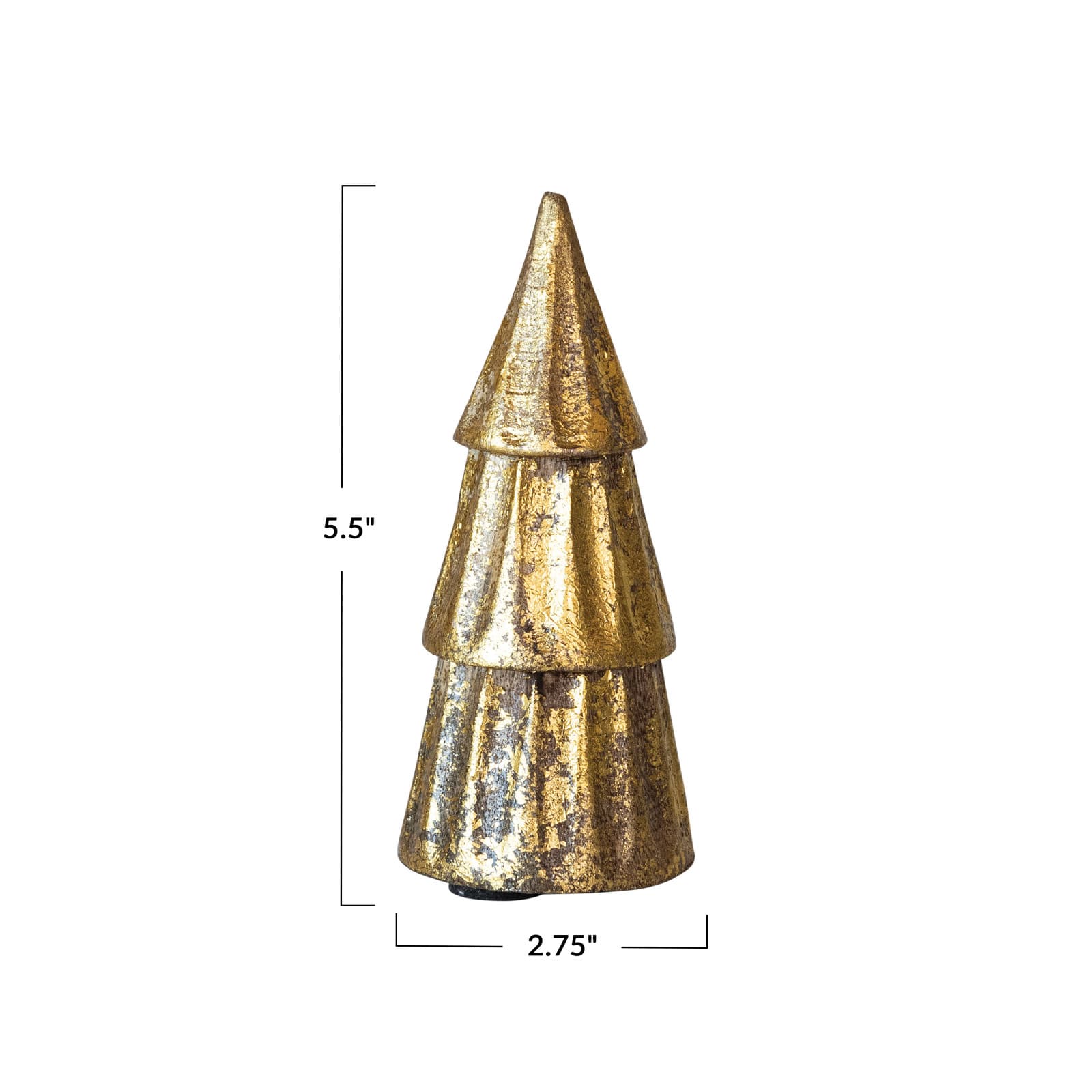 Hello Honey® 5.5" Compact Carved Mango Wood Tree with Rubbed Gold Foil Finish