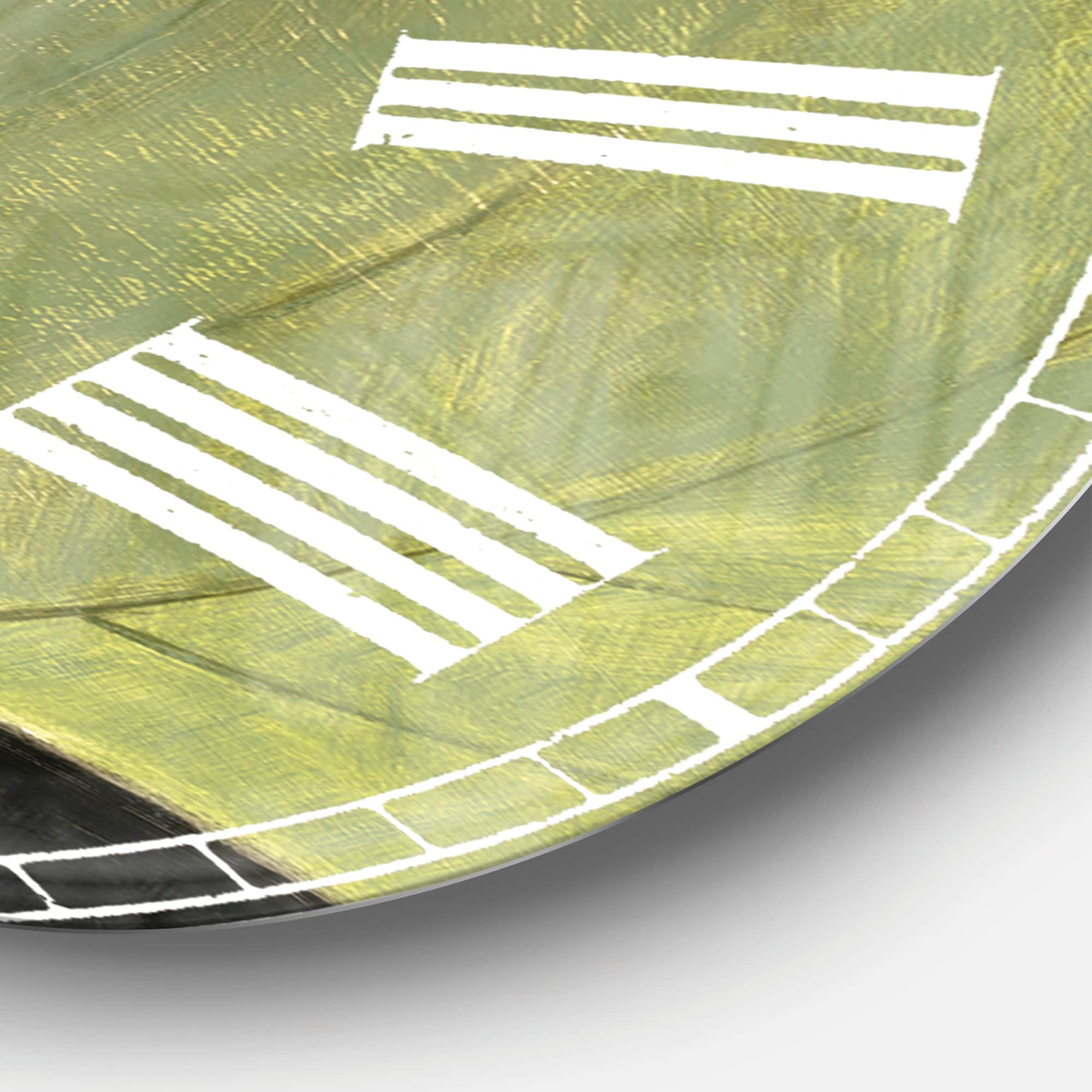 Designart 'Handpainted Green Leaf On Black Traditional Wall Clock