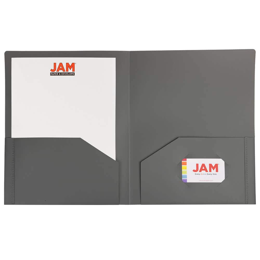 JAM Paper Heavy Duty Plastic 2-Pocket Folders, 6ct.