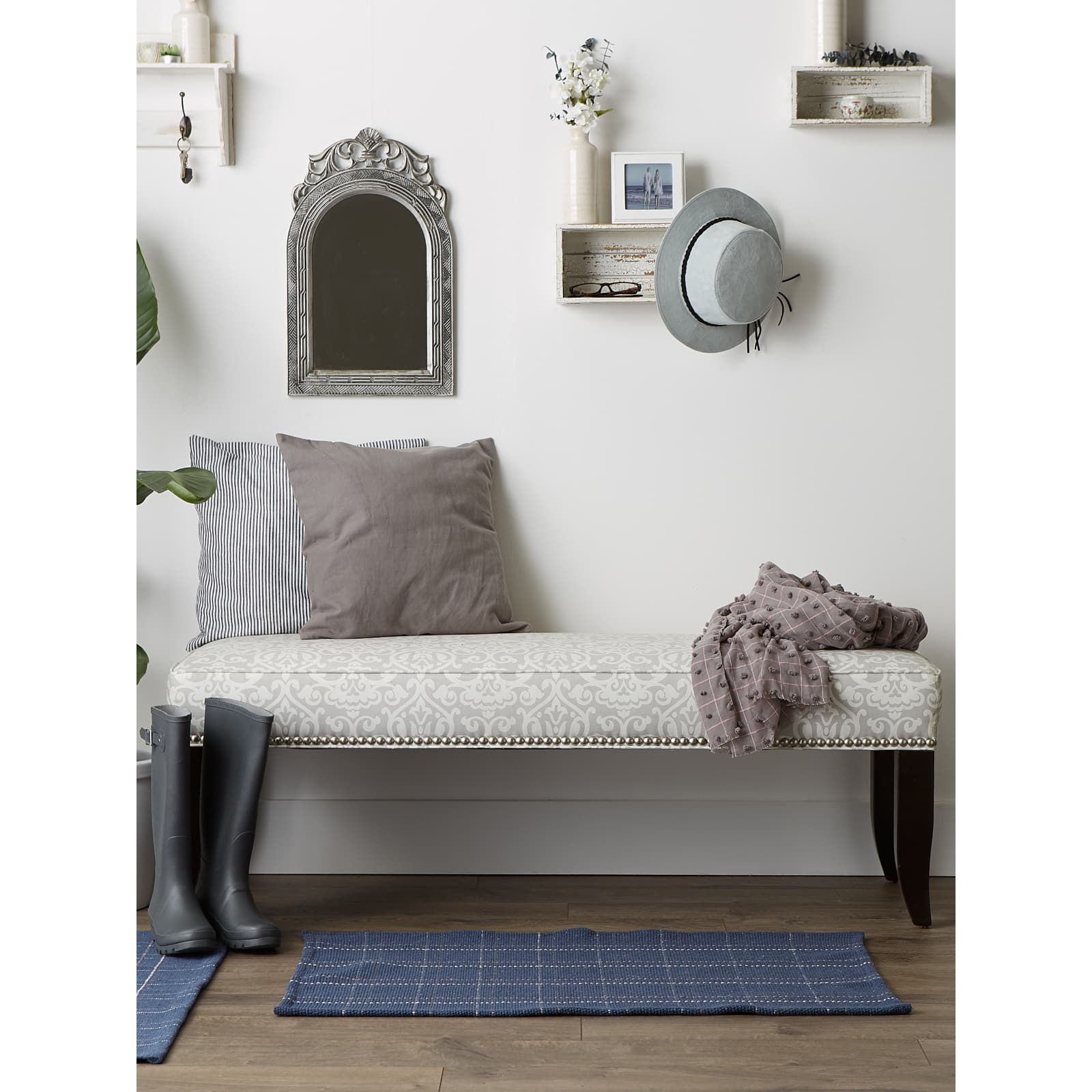 DII® French Blue Variegated Plaid Recycled Yarn Rug Set, 2ft. x 3ft.