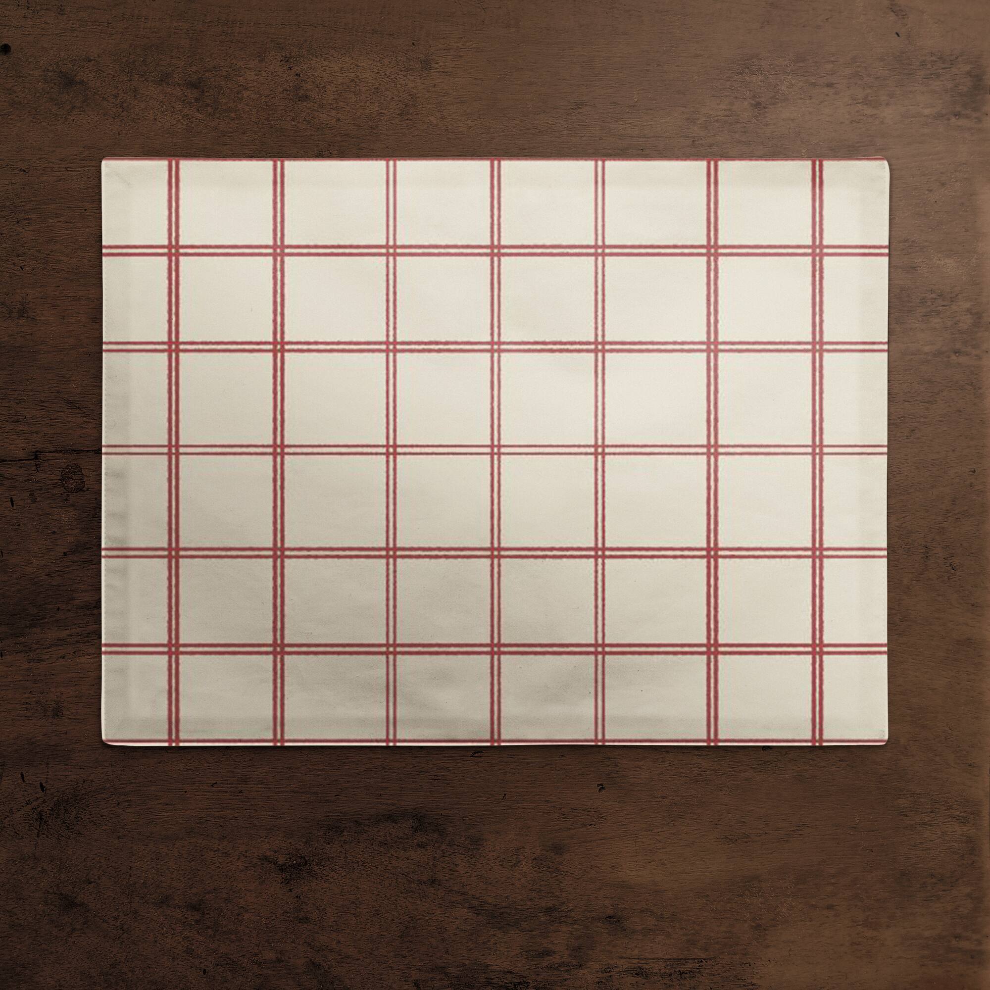 Red & Cream Check Cotton Twill Placemat