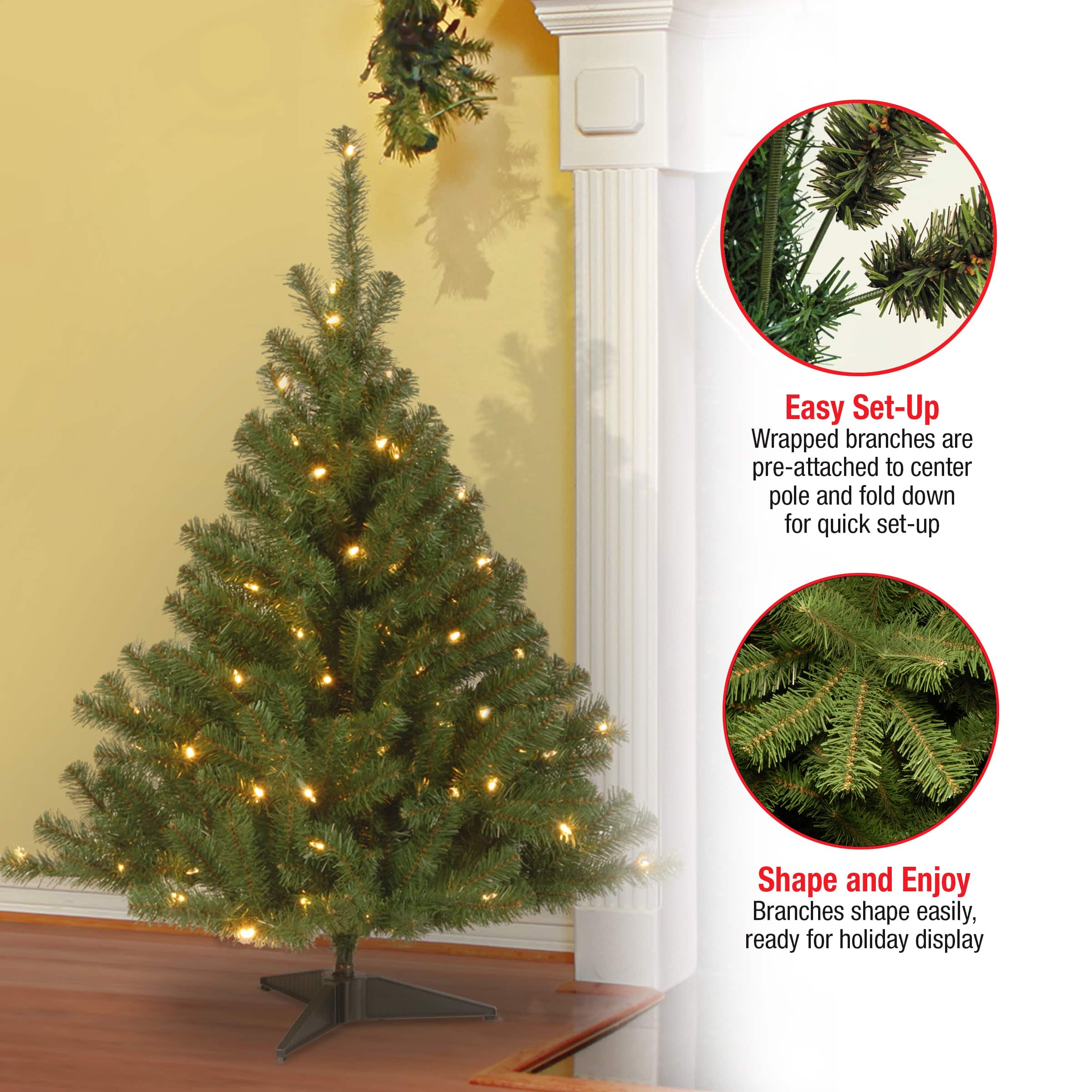 4 ft. Pre-Lit Kincaid Spruce Artificial Christmas Tree, Clear Lights
