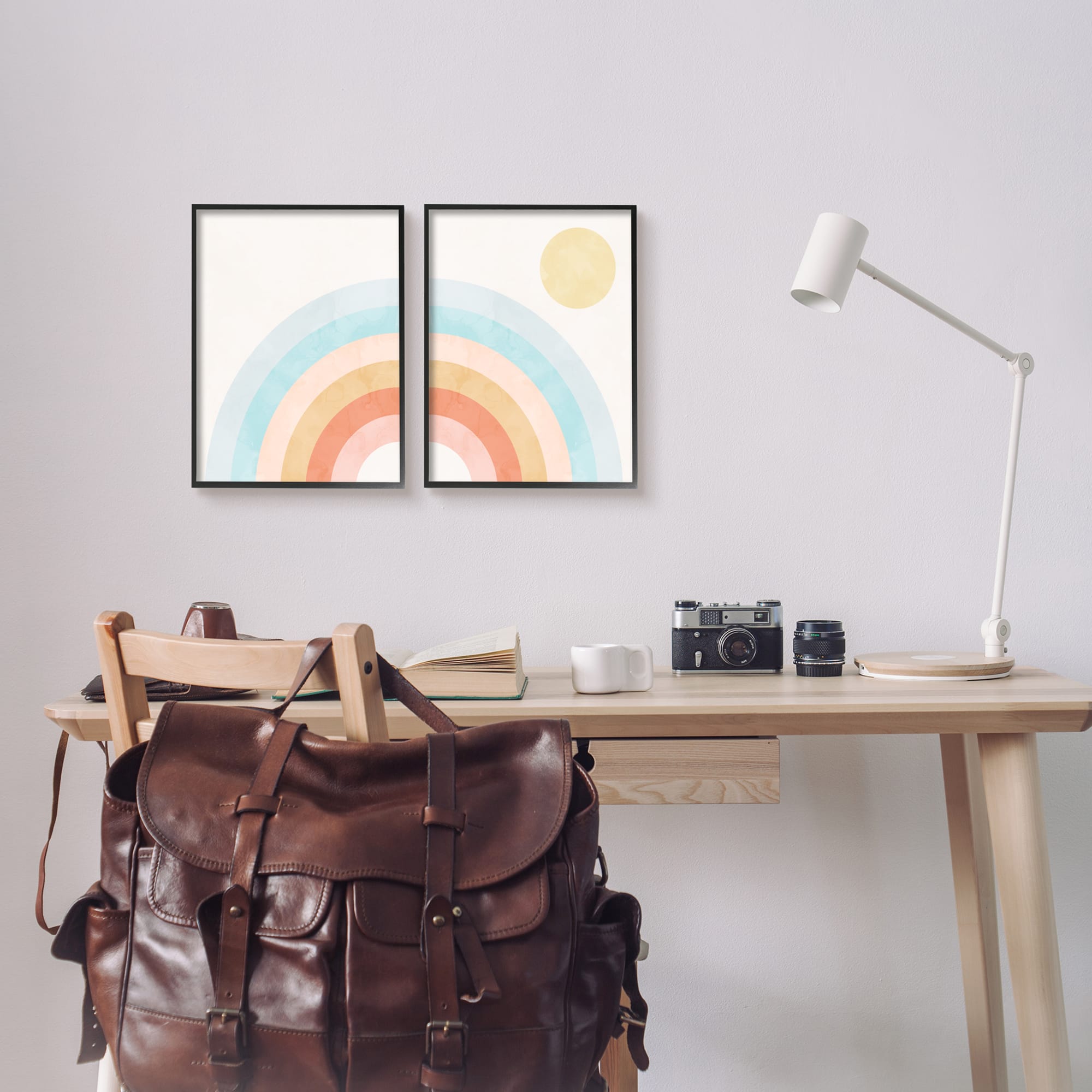 Stupell Industries Bold Summer Sun Rainbow Soft Pastel Tones Kids Framed Wall Art