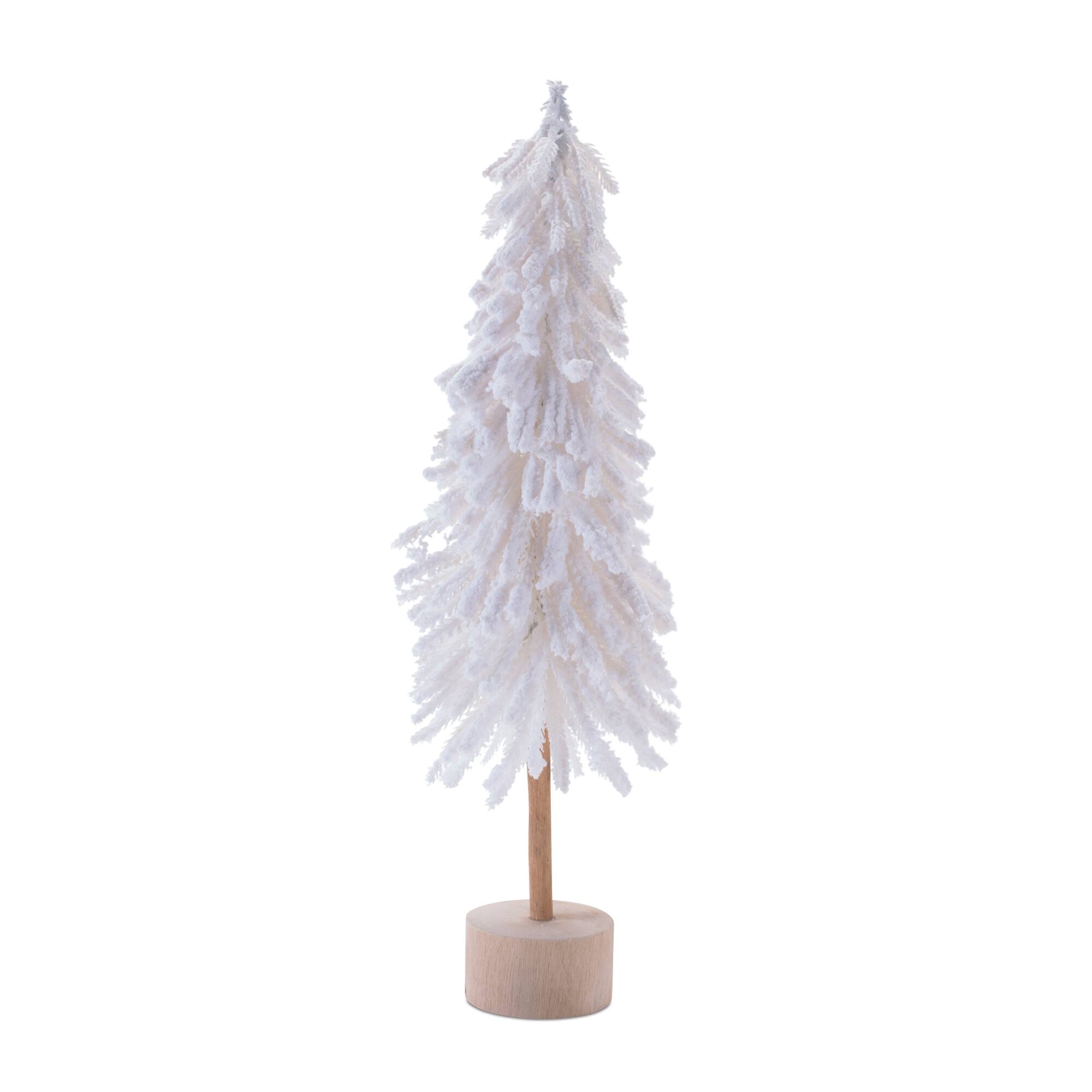 Melrose White Flocked Pine Tree Tabletop Décor Set