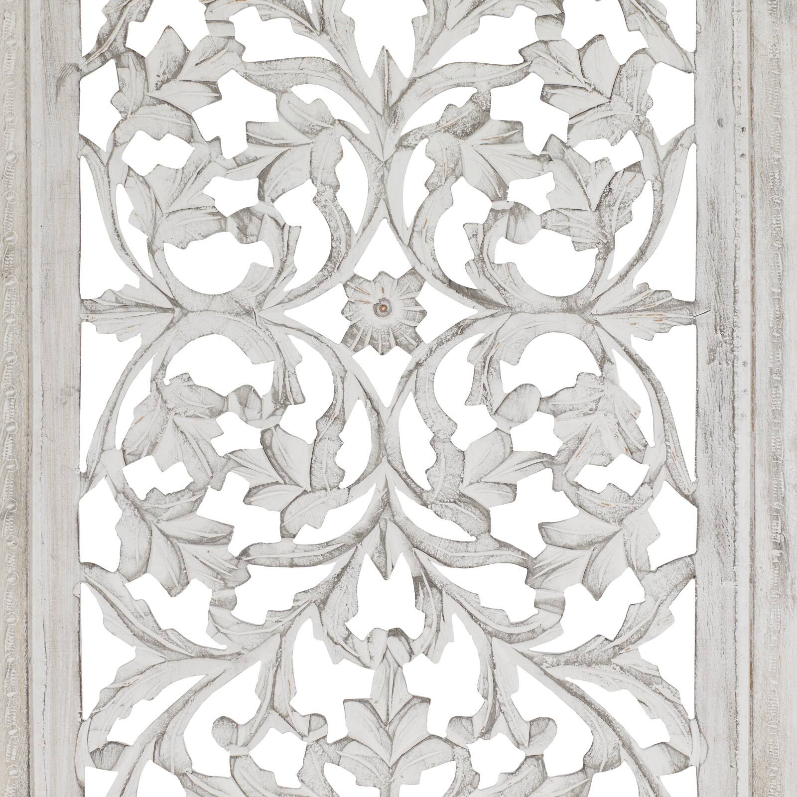 Cream Traditional Floral Mango Wood Wall Decor, 51" x 24"