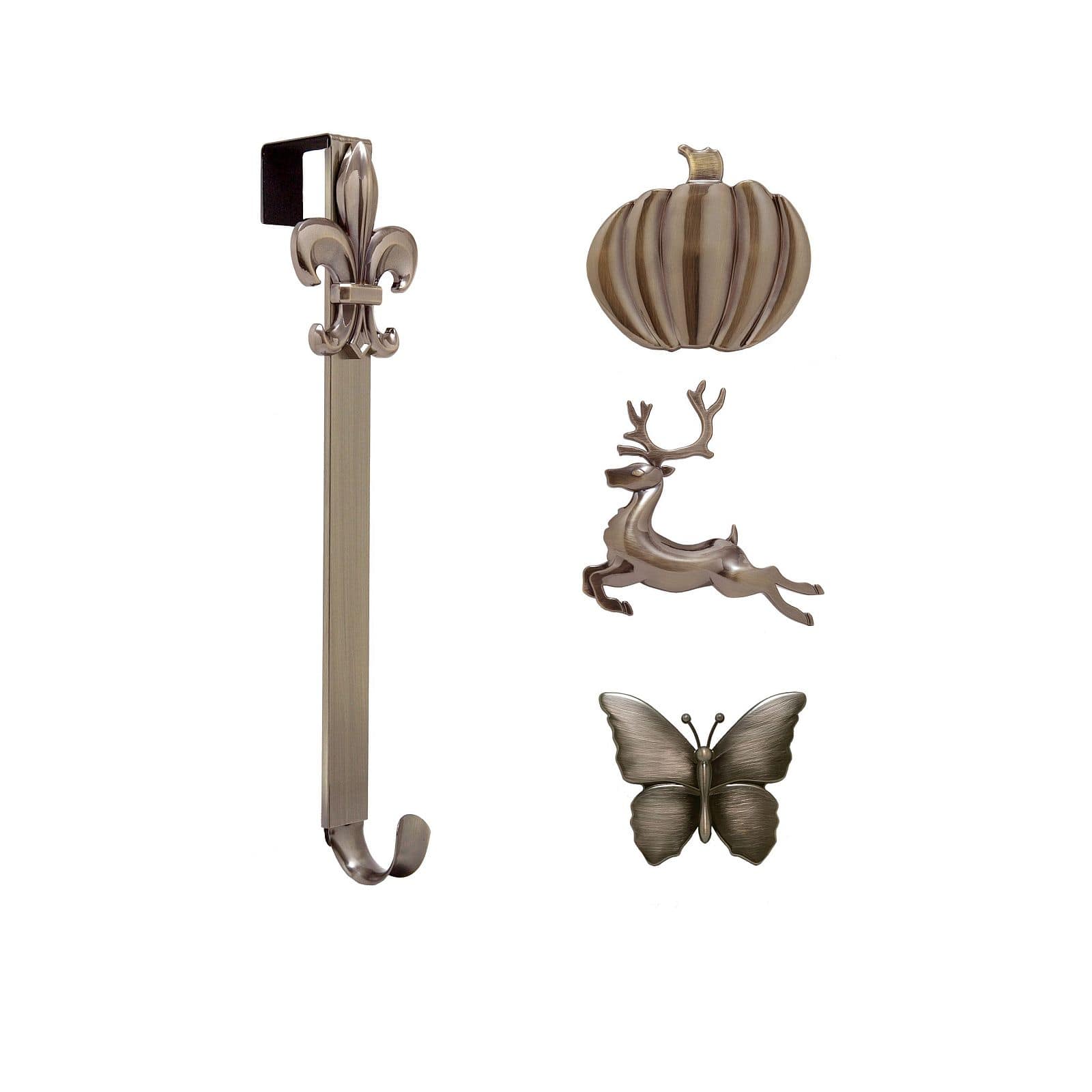 Haute Decor Oil-Rubbed Bronze Adjustable Wreath Hanger with Seasonal Icons
