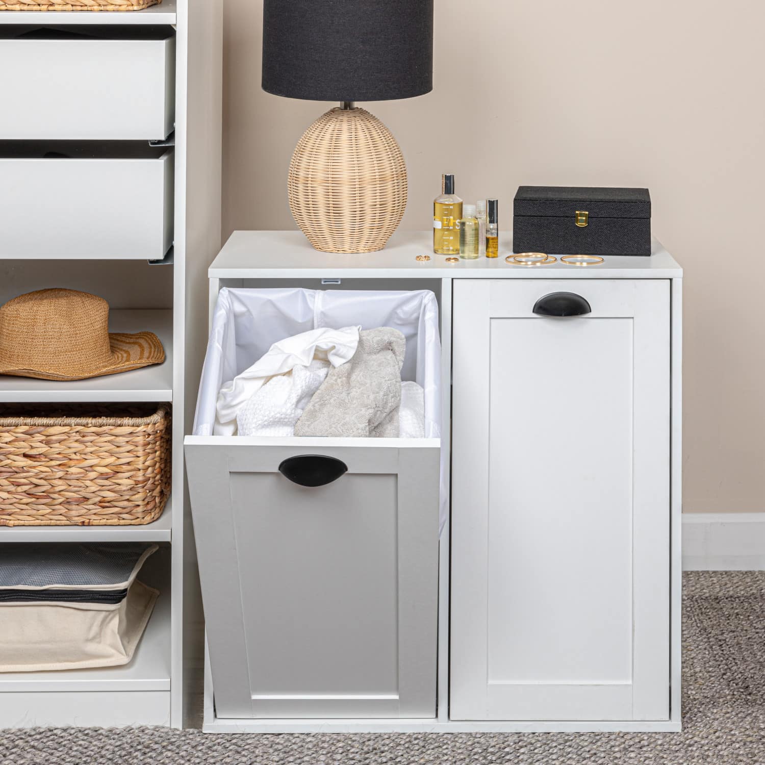 Household Essentials 30" Scandi White Finish Laundry Sorter Cabinet