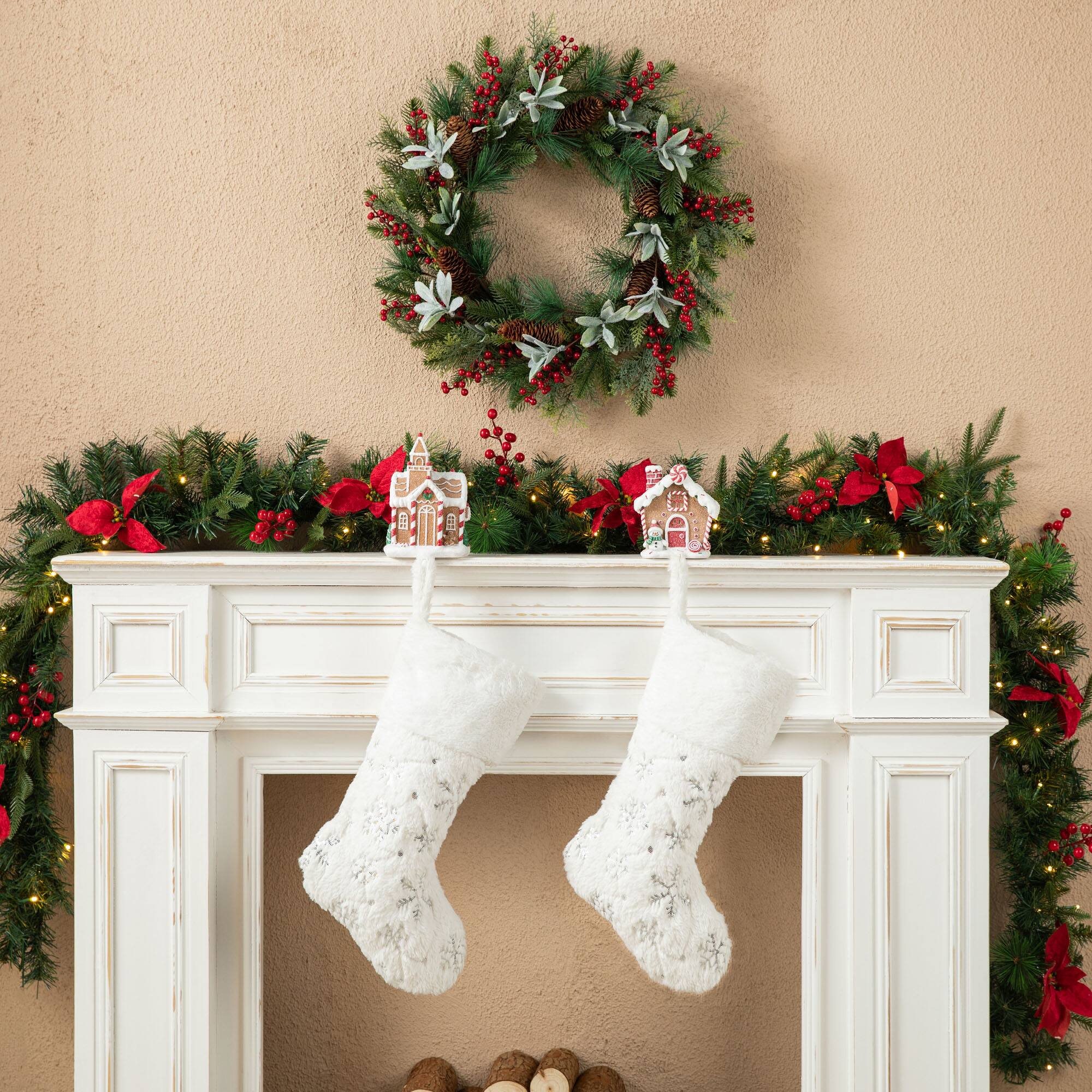 Glitzhome® Gingerbread House Stocking Holder Set