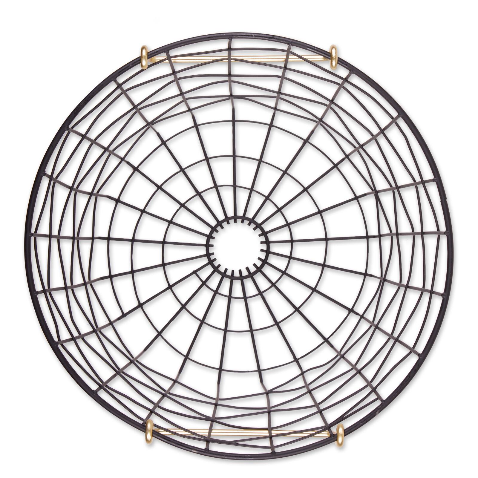 DII® Small Round Black Metal Basket with Gold Handles