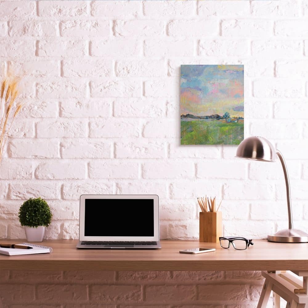 Stupell Industries Spring Meadow Sky with Field House Pastel Painting Canvas Wall Art