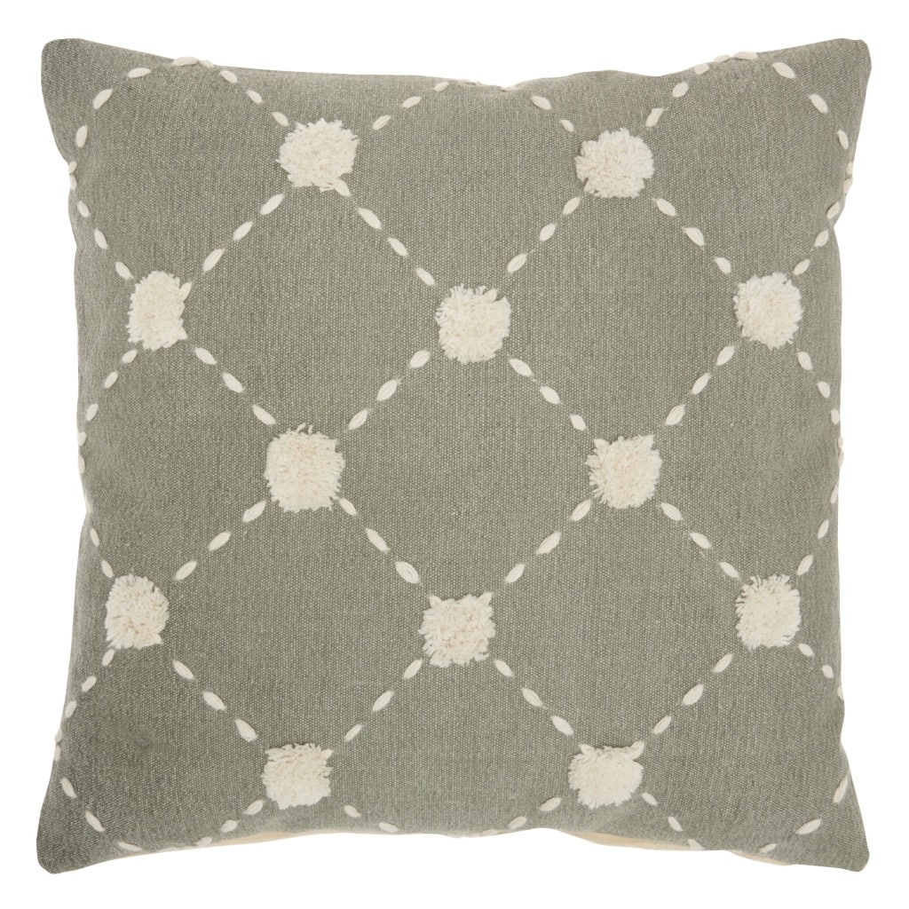 HomeRoots 20" x 20" Glamorous Handcrafted Sage Accent Throw Pillow