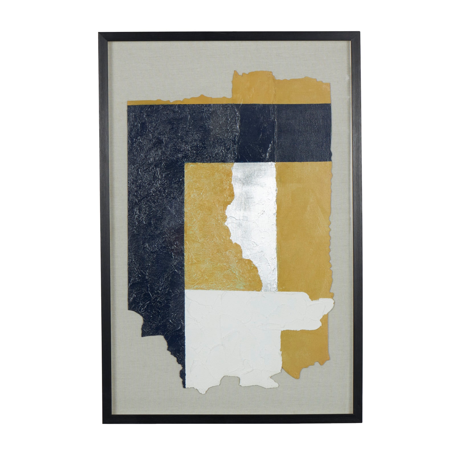 Neutral & Yellow Mixed Media Abstract Framed Canvas Wall Art