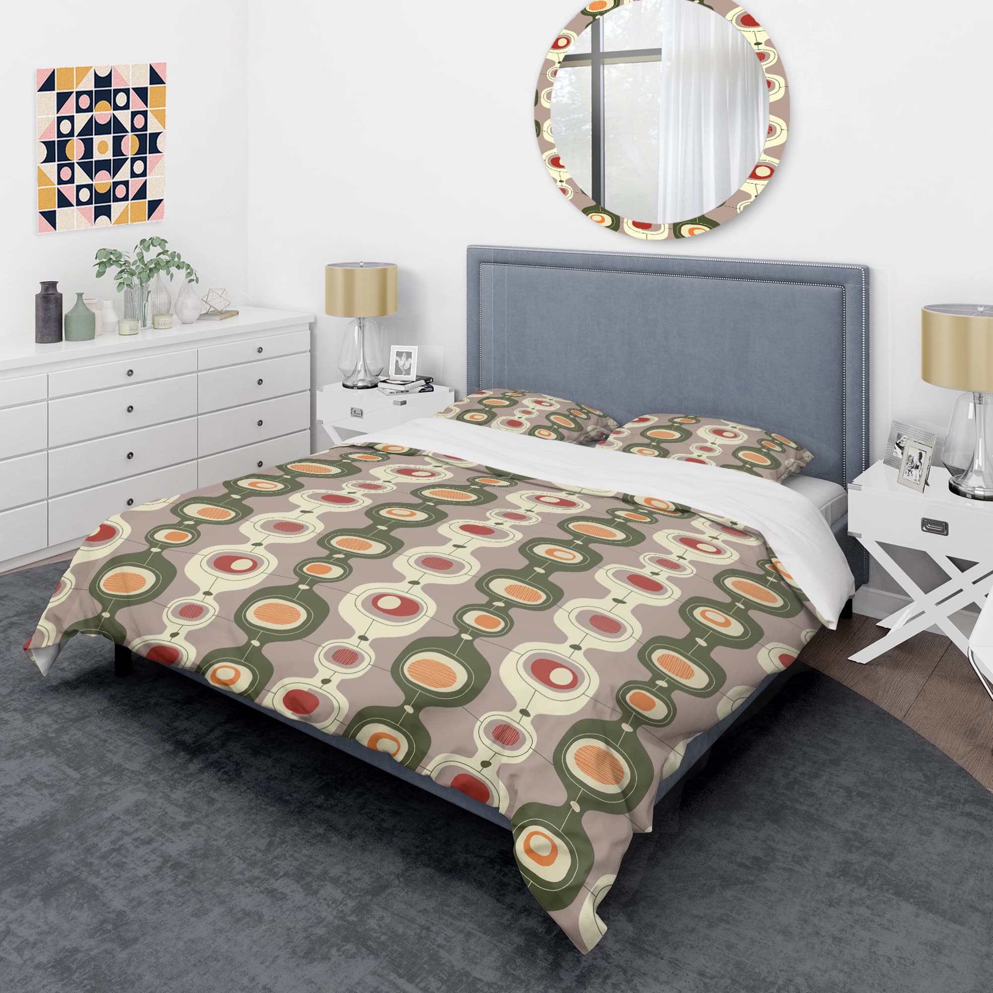 Designart 'Retro Abstract Design X' Mid-Century Duvet Cover Set
