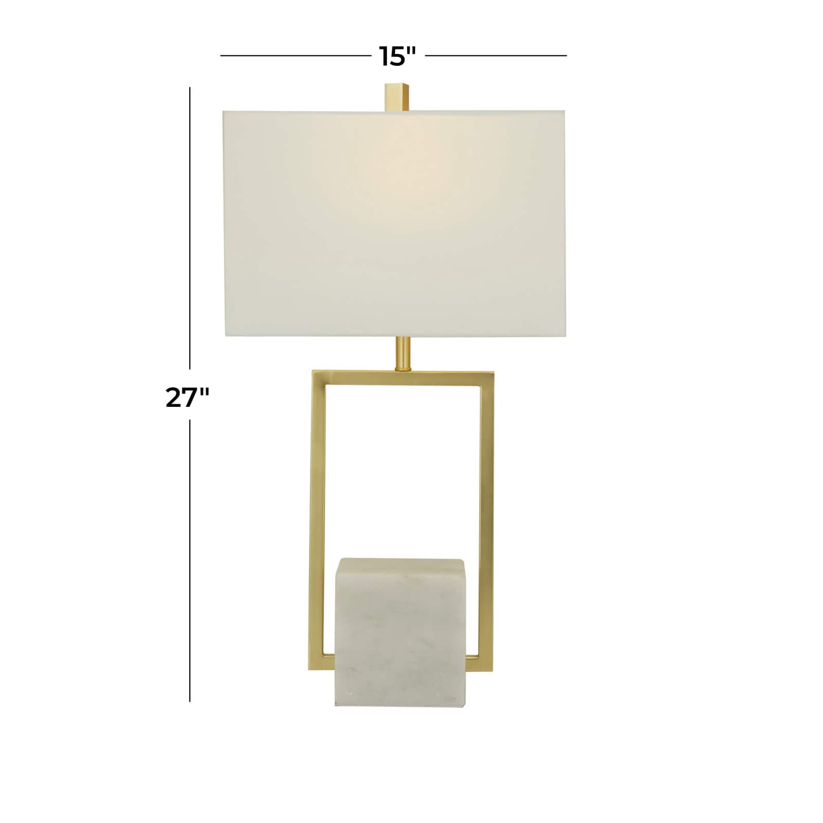 CosmoLiving by Cosmopolitan White Marble Modern Table Lamp, 27" x 15" x 9"