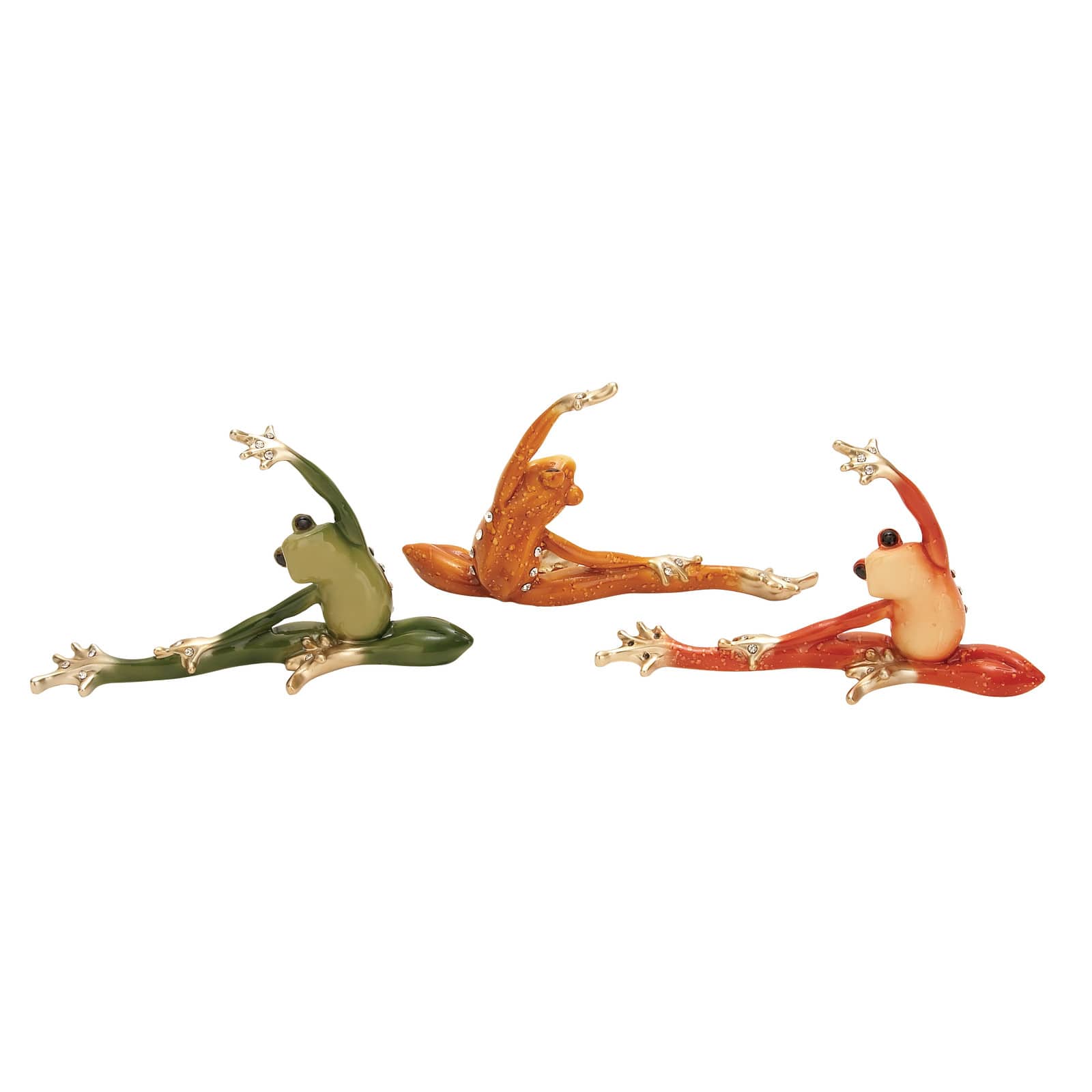Set of 3 Gold Eclectic Polystone Frog Sculpture 8" x 5"