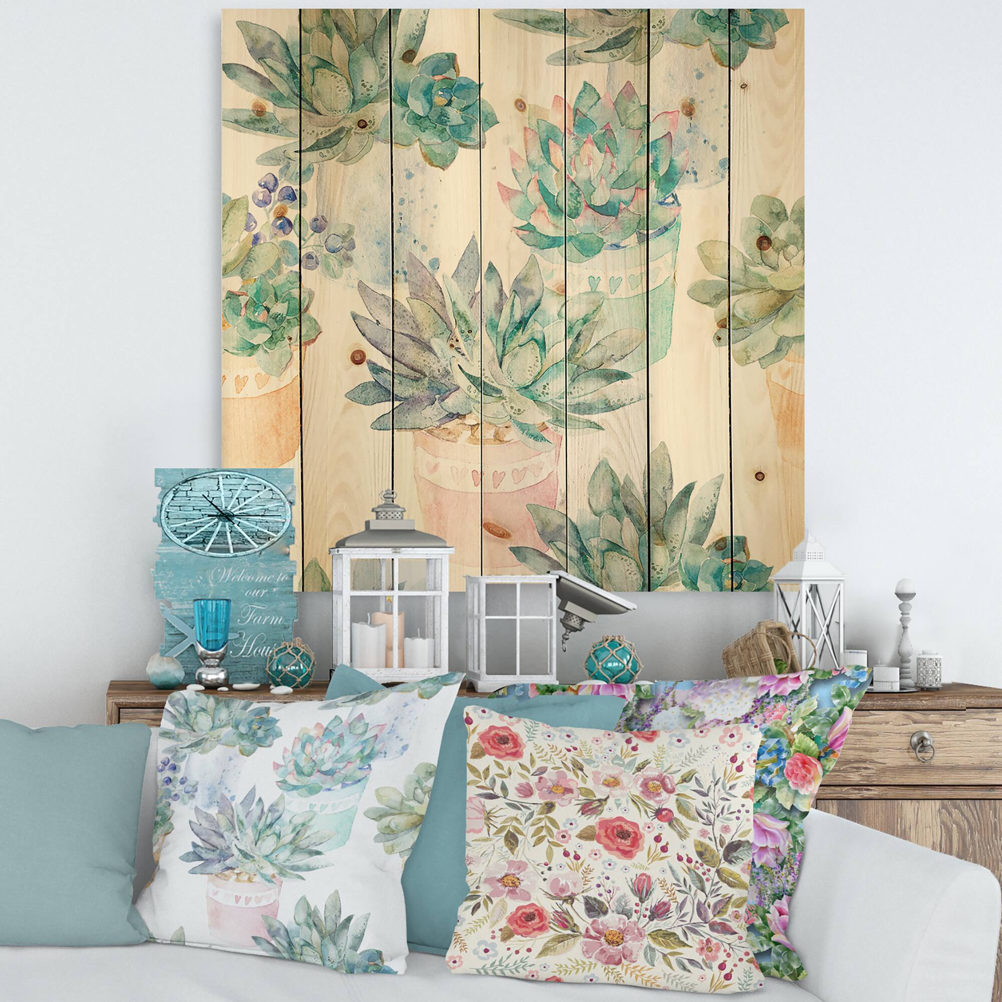 Designart - Pastel Toned Succulent Housplants