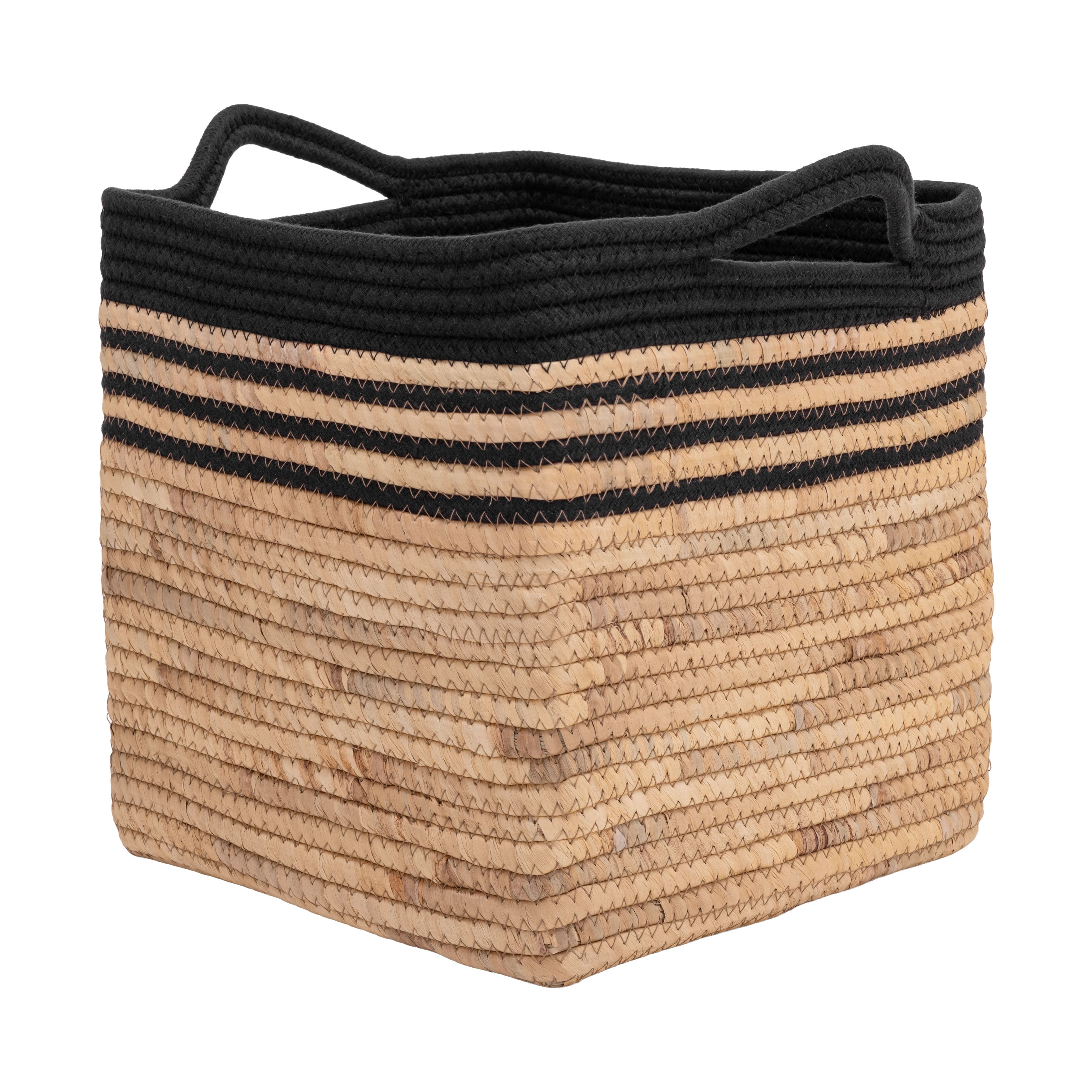Seville Classics Medium Cube Water Hyacinth & Rope Basket