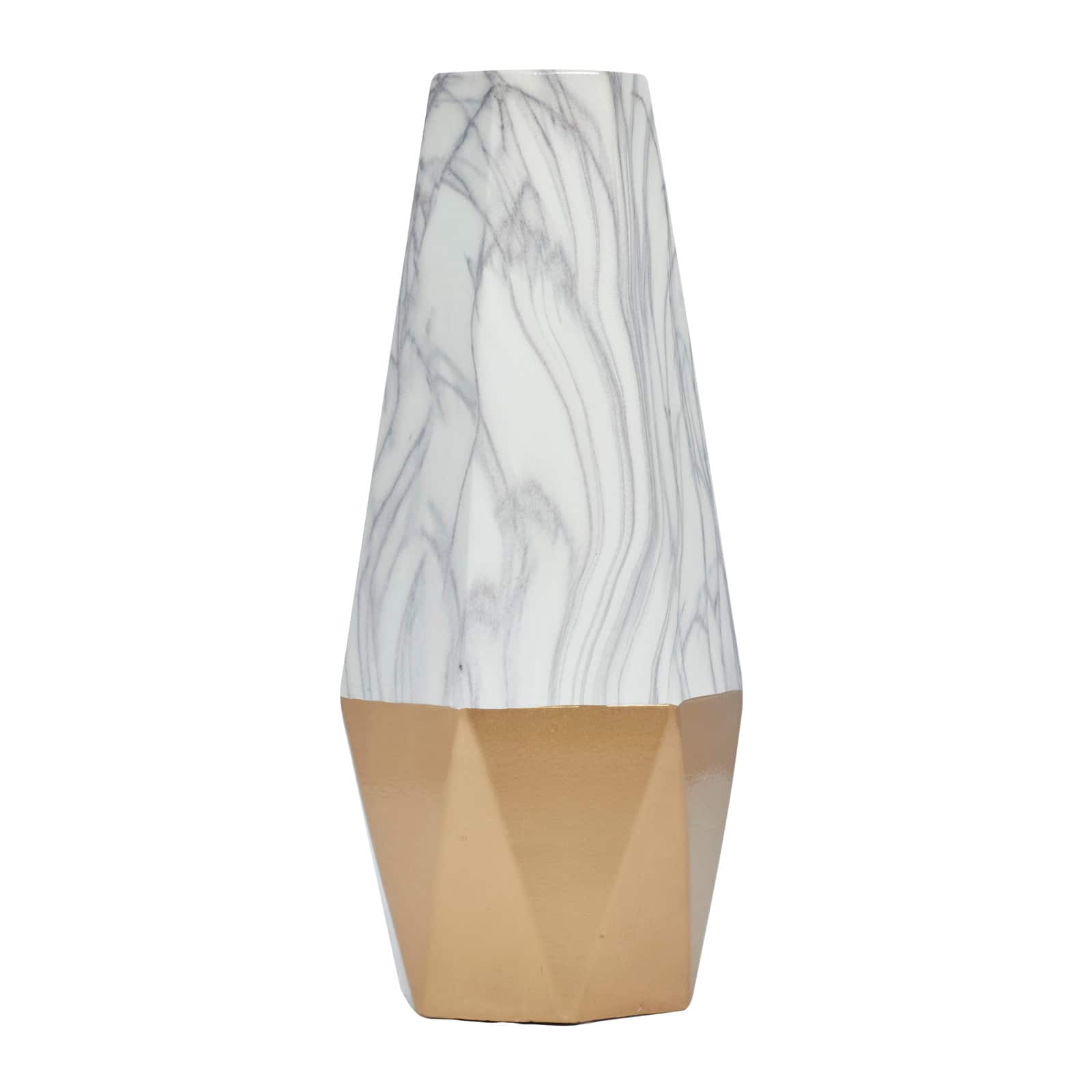 18" Gold Stoneware Contemporary Vase