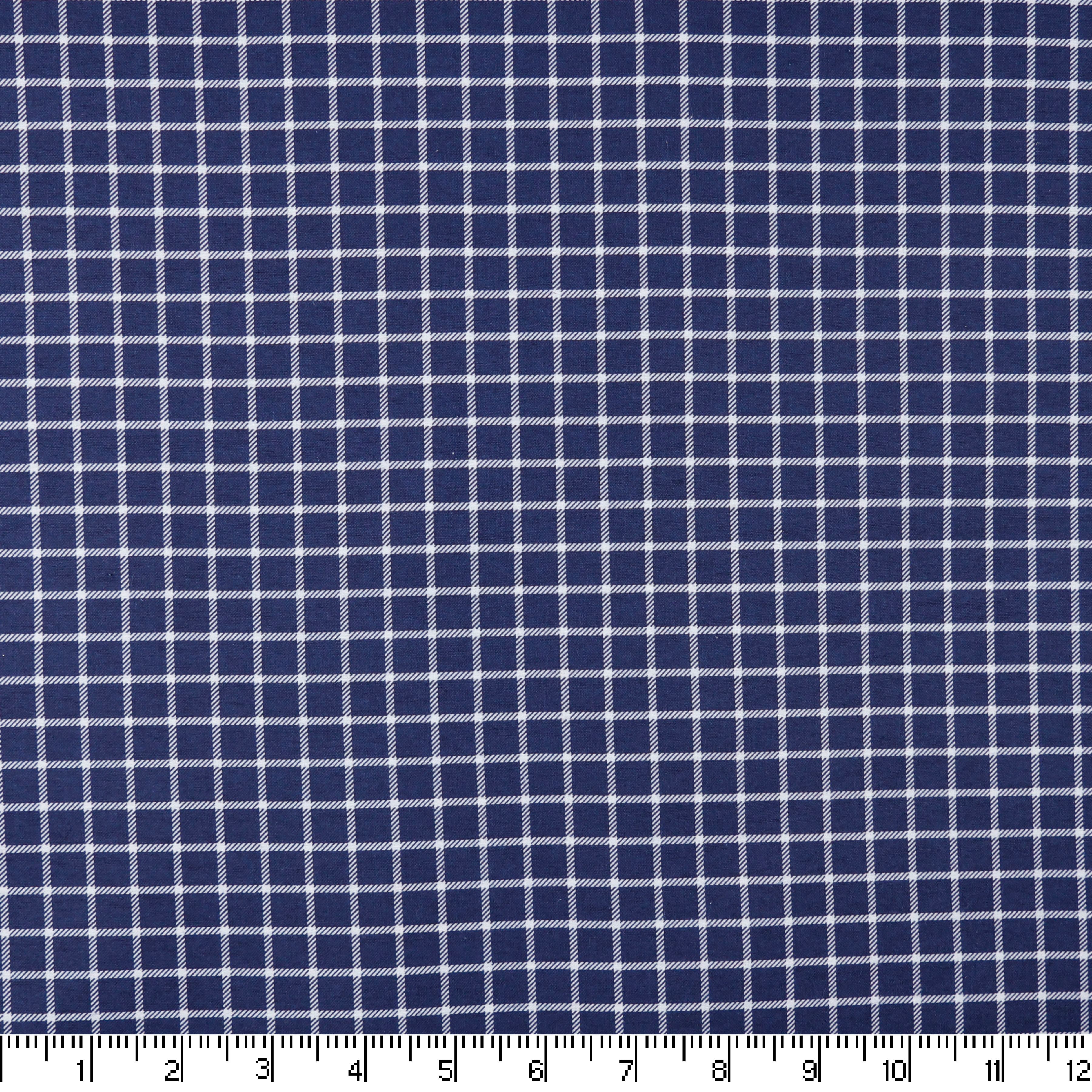 Navy Windowpane Plaid Super Snuggle Craft Flannel Fabric