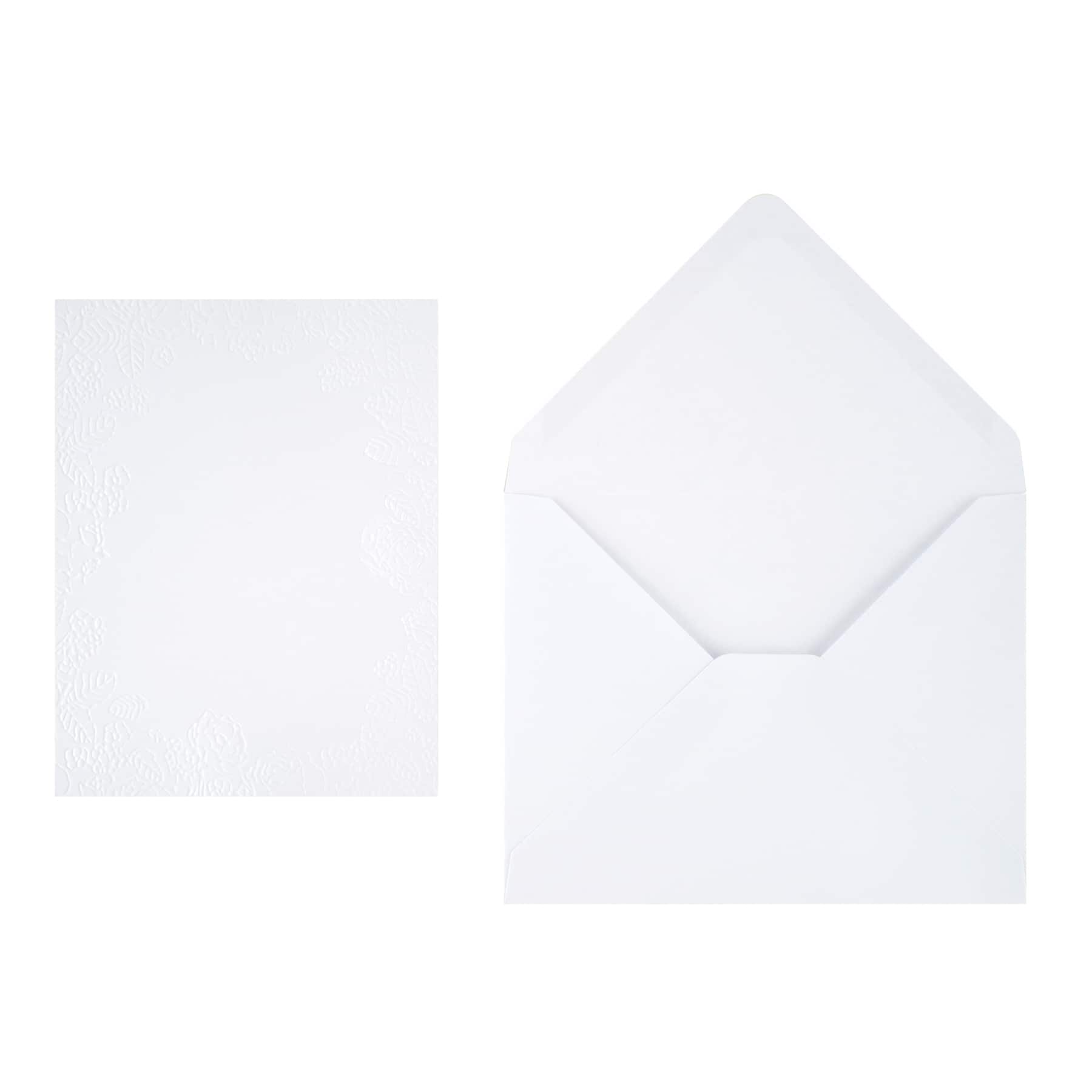 4.25" x 5.5" Embossed Floral Border Card & Envelope Sets, 10ct. by Recollections™