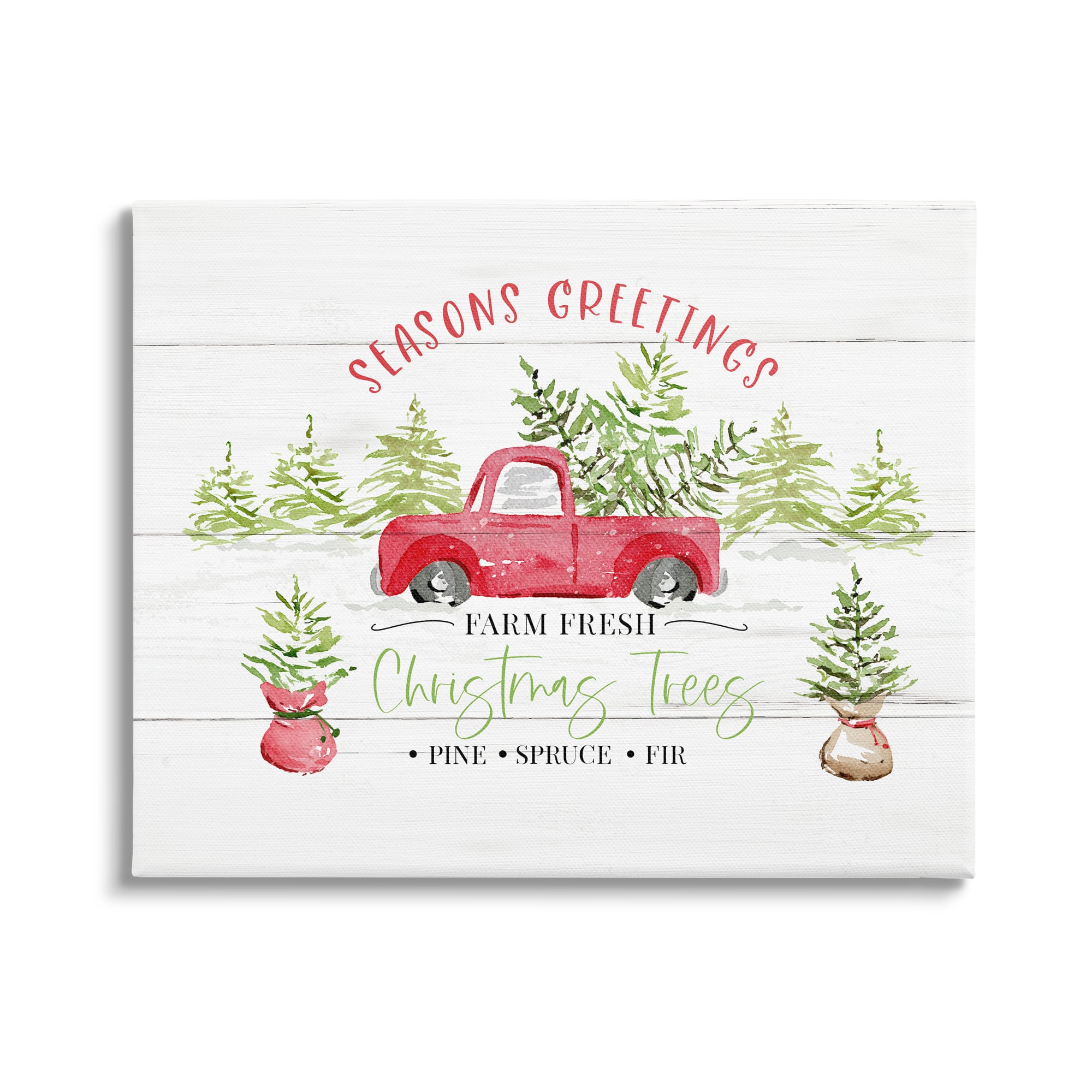 Stupell Industries Farm Fresh Christmas Trees Seasonal Canvas Wall Art