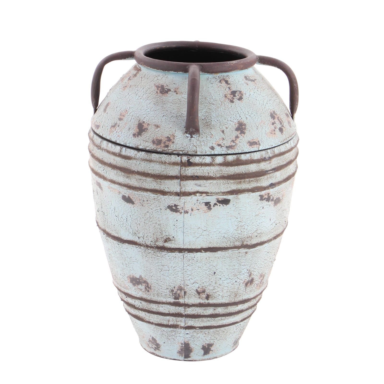 Set of 3 Blue Metal Rustic Vase, 26", 23", 19"