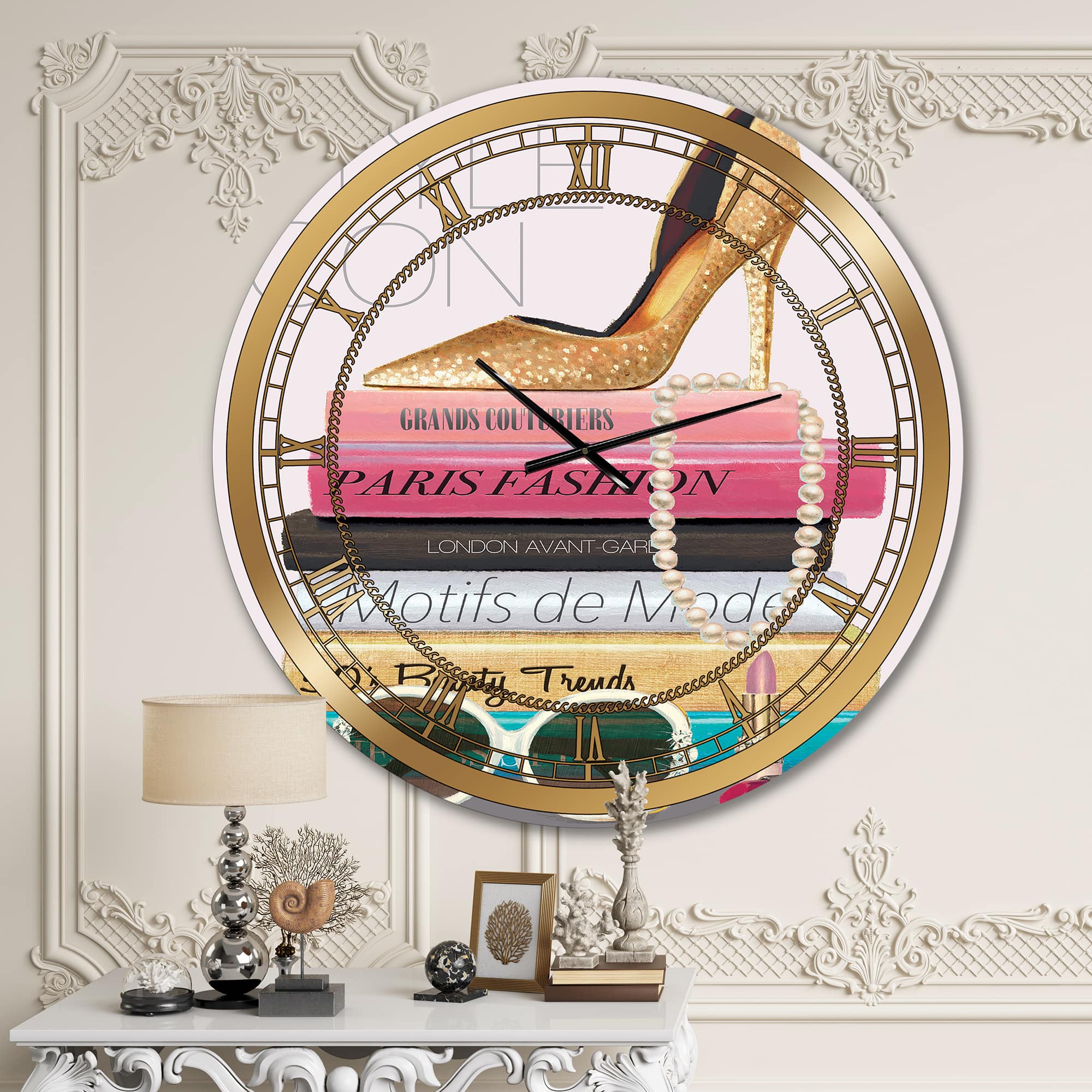 Designart 'Paris Glamourous Gold Style Iv Glam Wall Clock