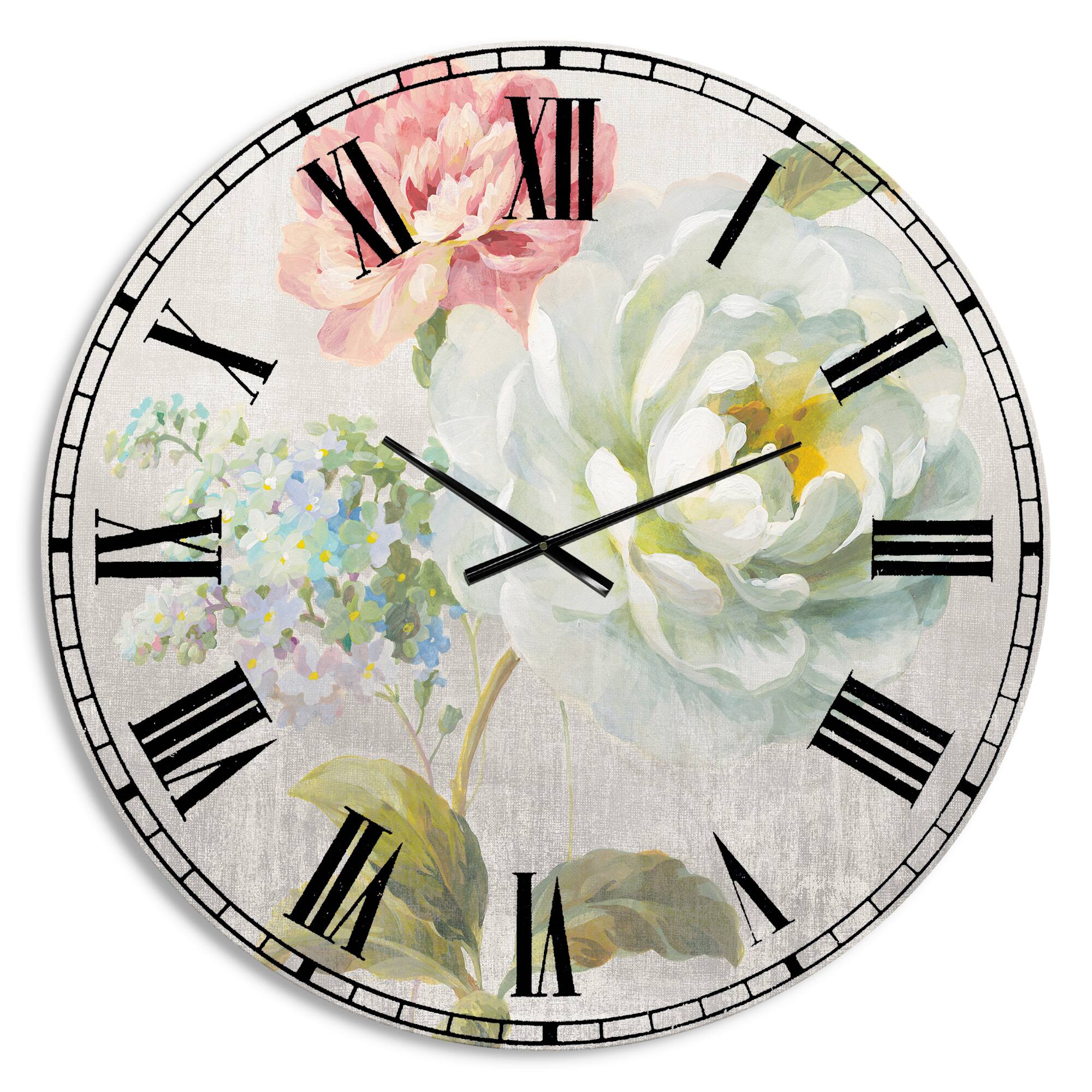 Designart Country Flower Bouquet Cabin Wall Clock