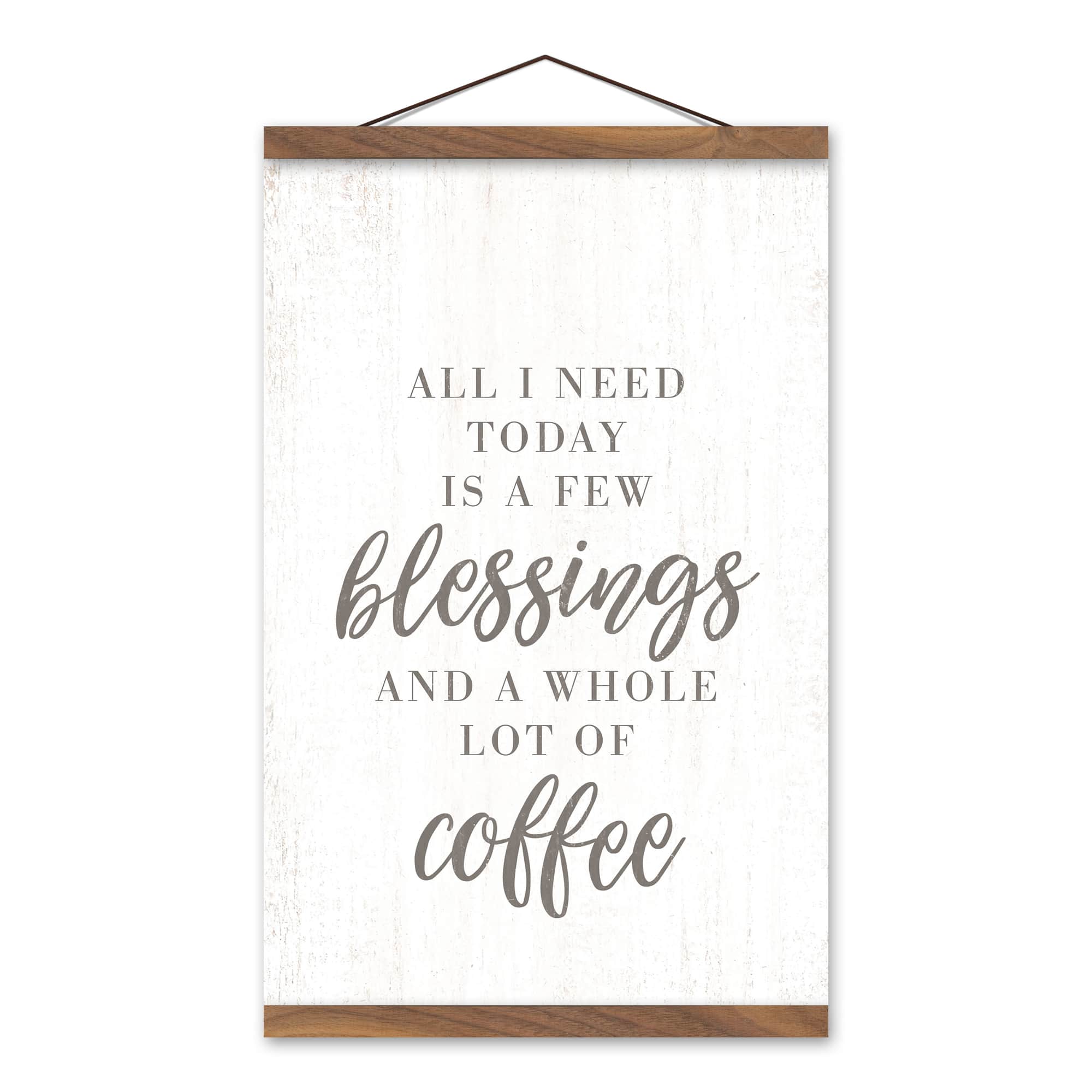 A Few Blessings and A Lot of Coffee Teak Hanging Canvas