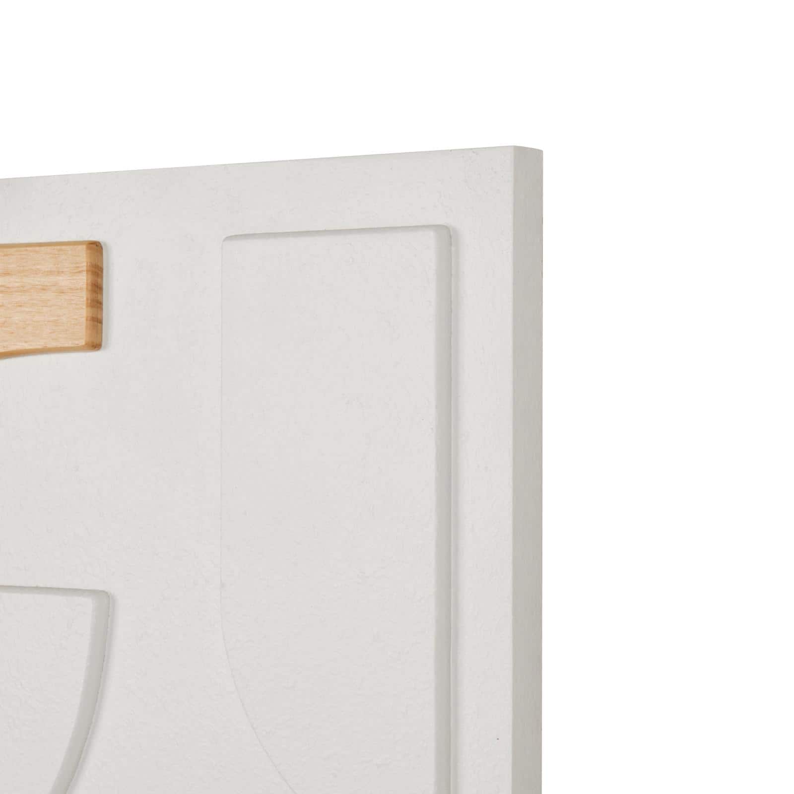 23.5" x 31.5" White Wood Geometric Dimensional Art Deco Shapes with Brown Accents Home Wall Décor