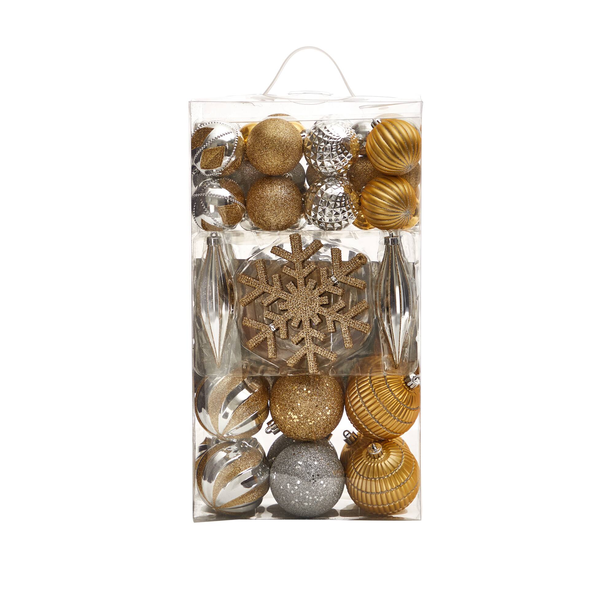 60ct. Holiday Deluxe Shatterproof Christmas Tree Ornament Box Set