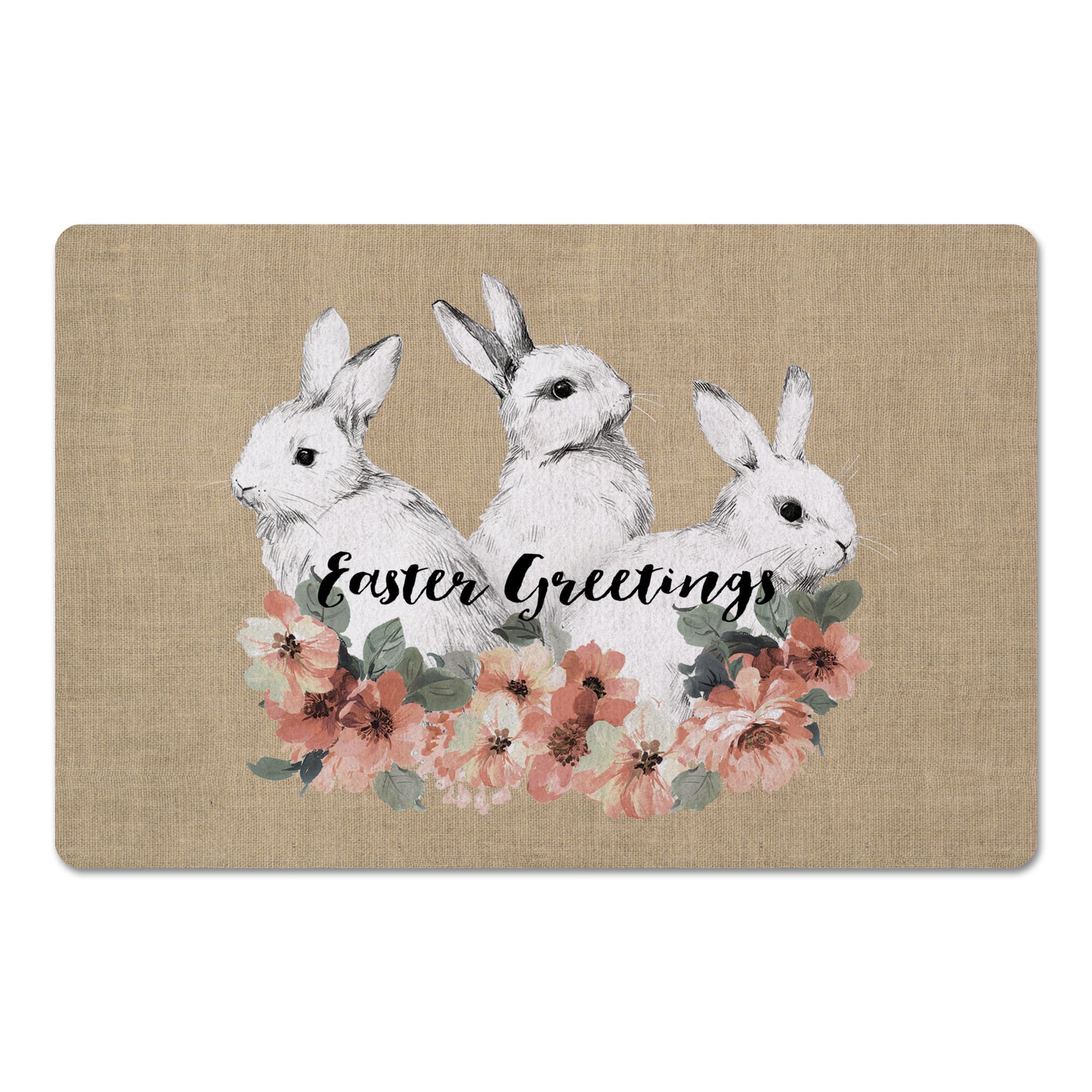 Sketched Bunnies On White 27" x 18" Floor Mat