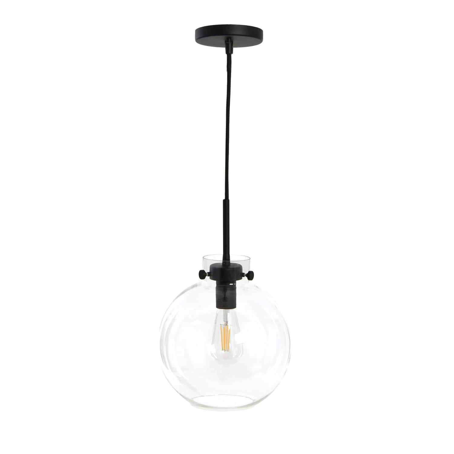 Hello Honey® Robert Stevenson Lighting Marson 15" Clear Glass & Matte Black Metal Ceiling Light