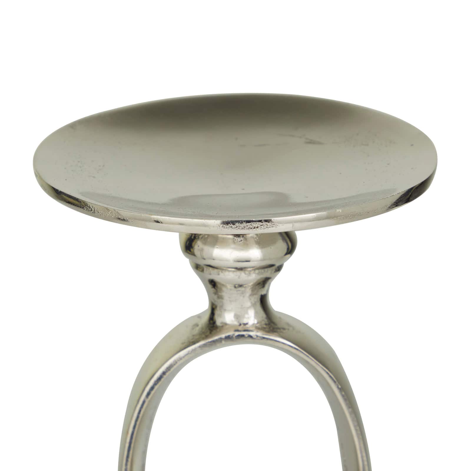 Silver Aluminum Modern Candle Holder Set, 15'' & 19''
