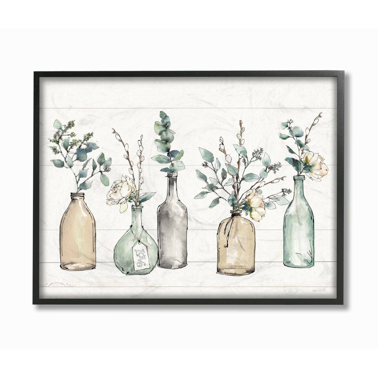 Stupell Industries Plants in Bottle Vases Wall Art in Frame