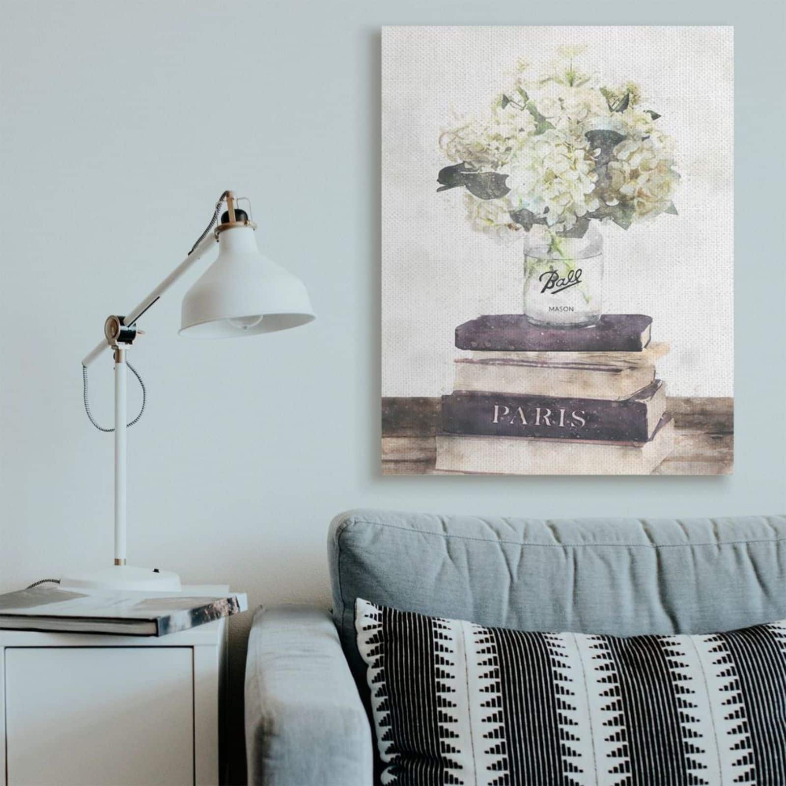 Stupell Industries White Florals on Parisian Bookstack Wall Accent