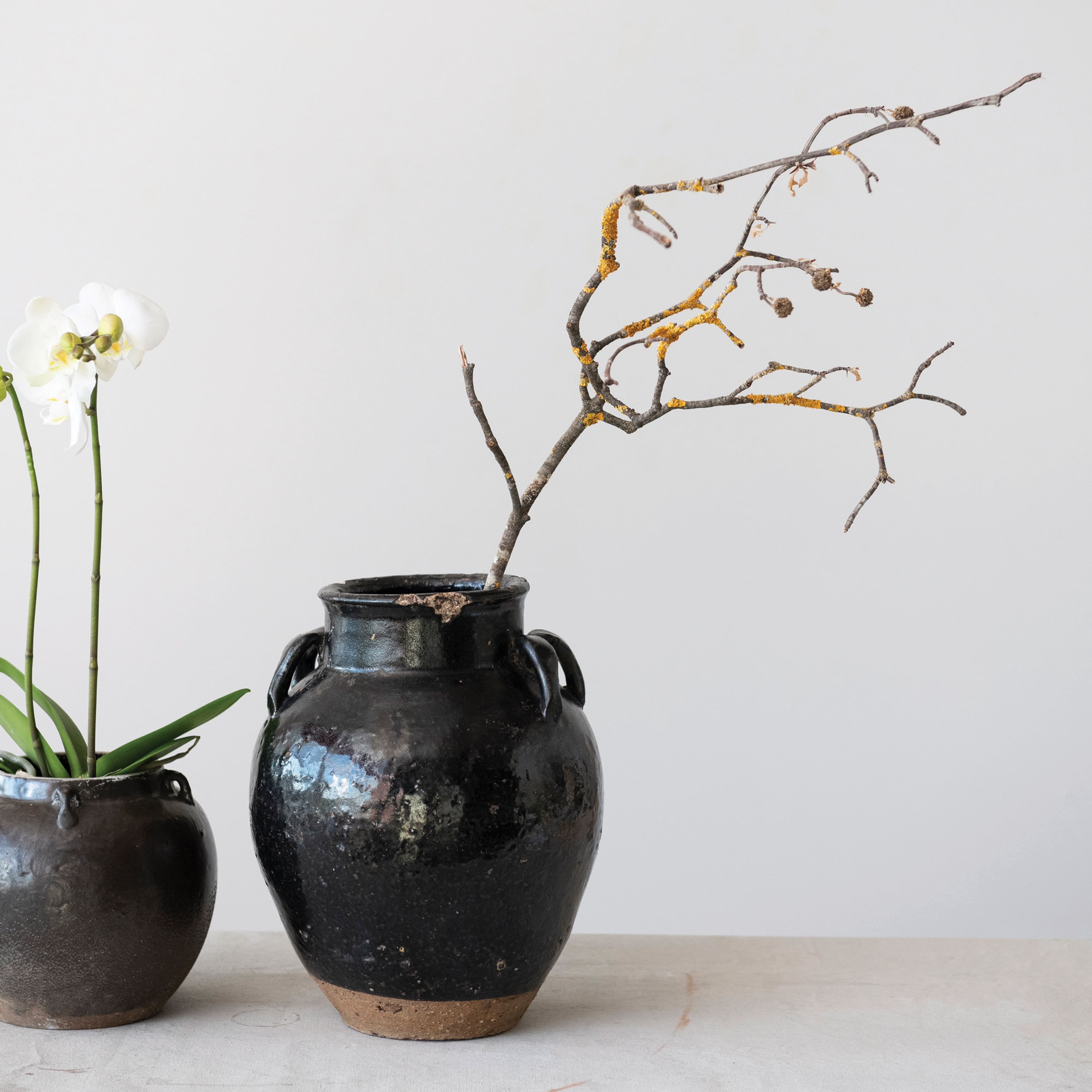 Hello Honey® 12" Black Decorative Clay Jar