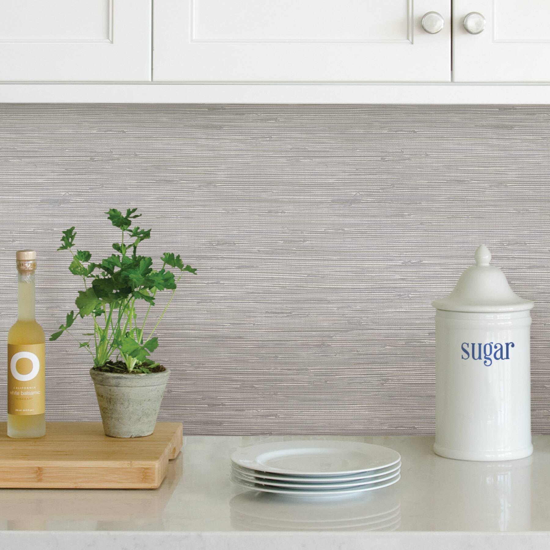 NuWallpaper Silver Tibetan Grasscloth Peel & Stick Wallpaper