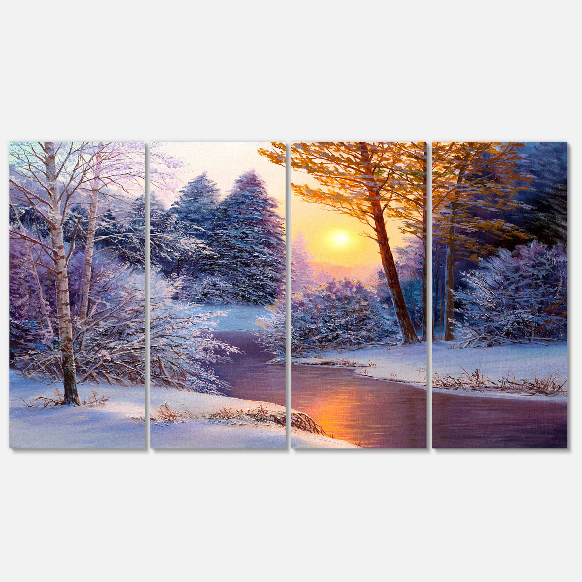 Designart - Winter Forest in River
