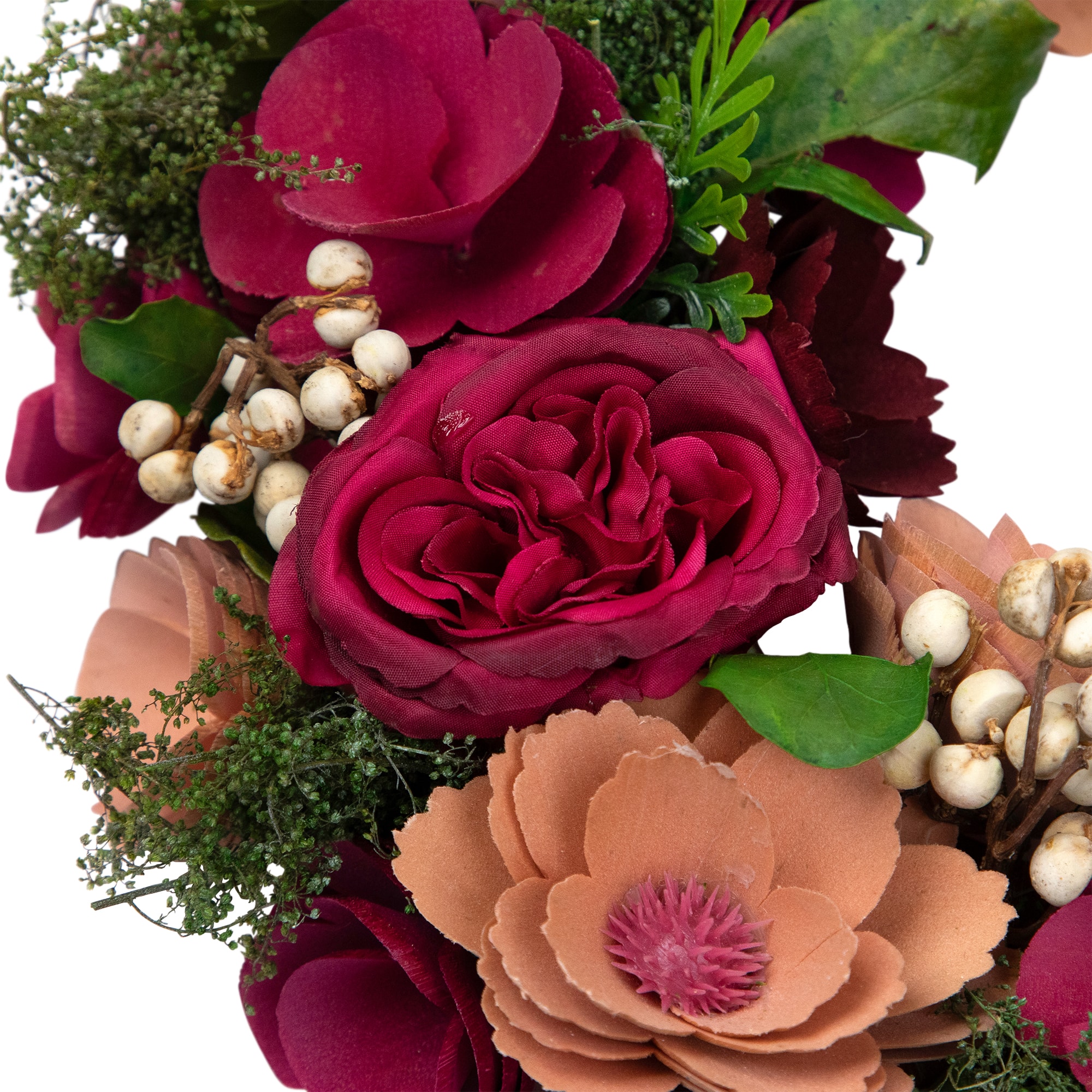 13.5" Wooden Floral Artificial Spring Wreath with Dried Pods