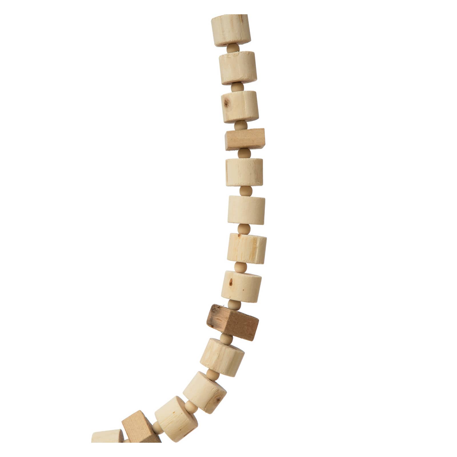 Hello Honey® 6ft. Natural Paulownia Wood Block Bead with Jute Tassels Garland