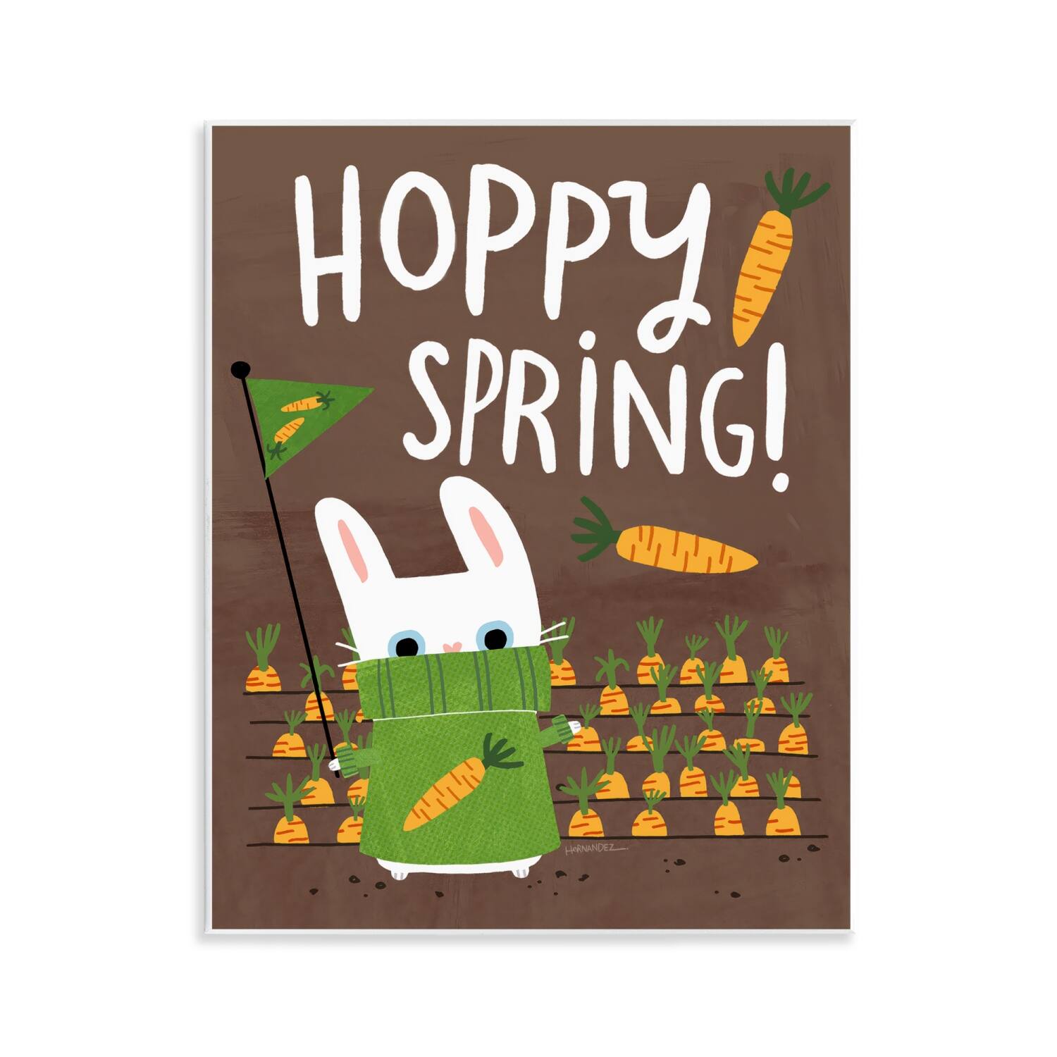 Stupell Industries Happy Spring Bunny & Carrots Wall Plaque Art