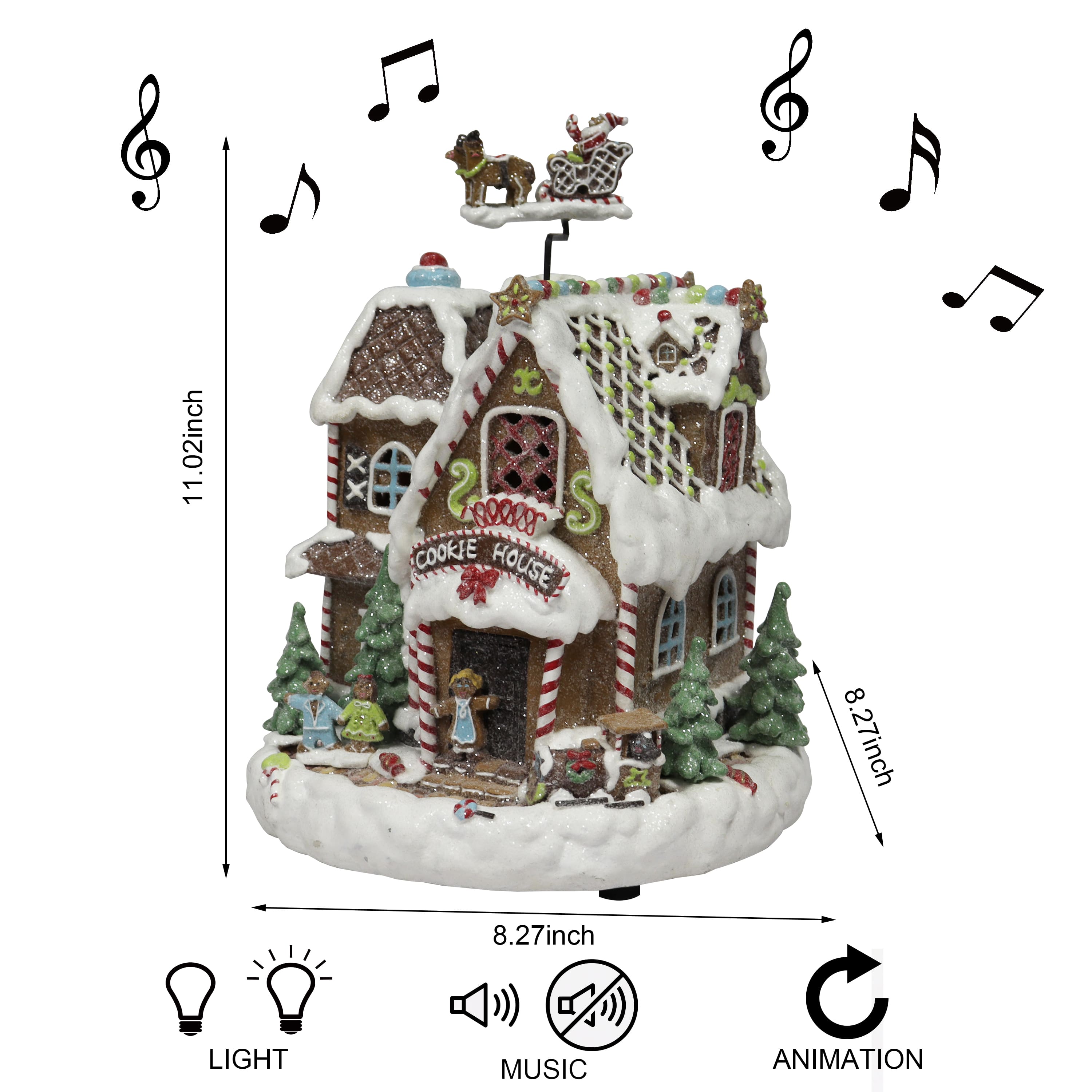 11" Animated Gingerbread Cookie House