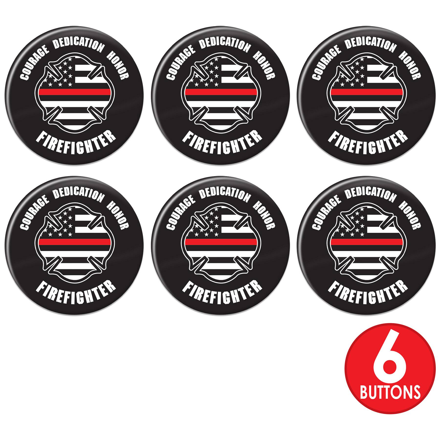 Beistle 2" Red Stripe Courage Dedication Honor Firefighter Buttons, 6ct.